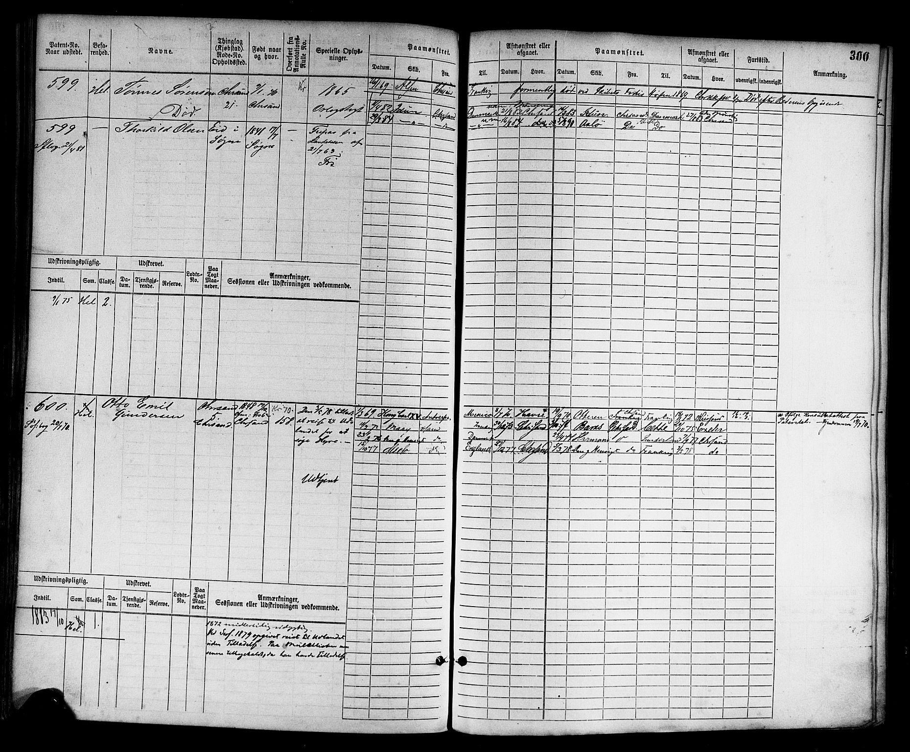 Kristiansand mønstringskrets, AV/SAK-2031-0015/F/Fb/L0003: Hovedrulle nr 1-762, I-10, 1860-1911, p. 316