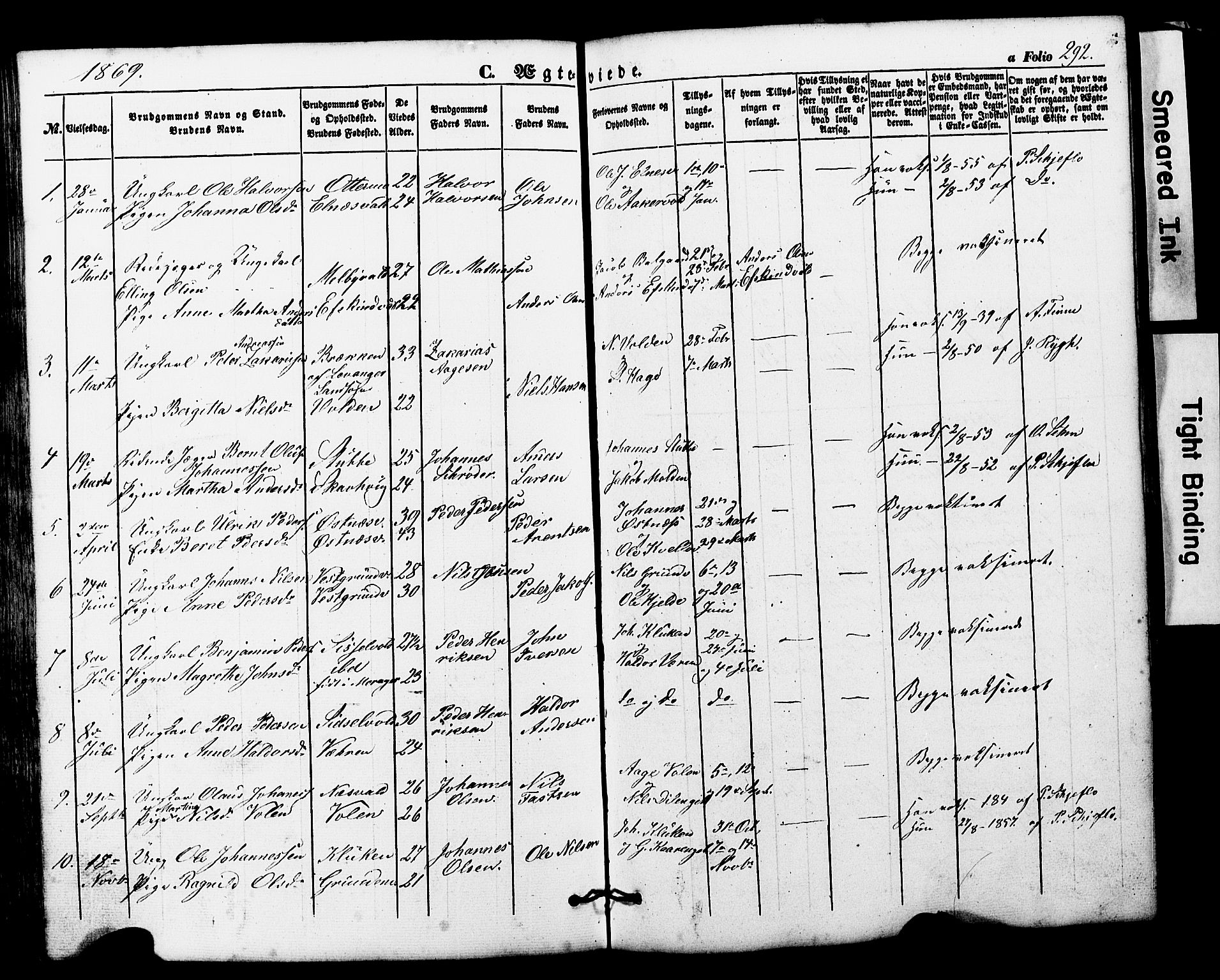 Ministerialprotokoller, klokkerbøker og fødselsregistre - Nord-Trøndelag, SAT/A-1458/724/L0268: Parish register (copy) no. 724C04, 1846-1878, p. 292