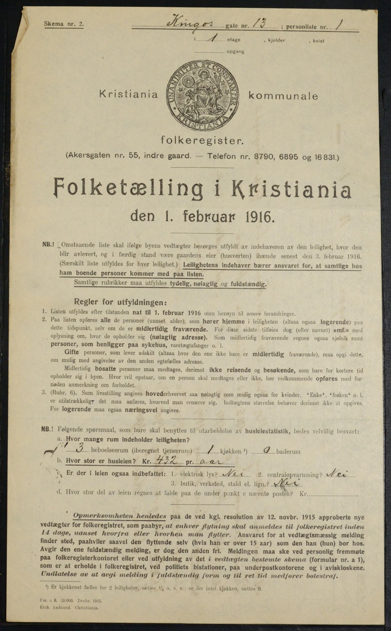 OBA, Municipal Census 1916 for Kristiania, 1916, p. 50812