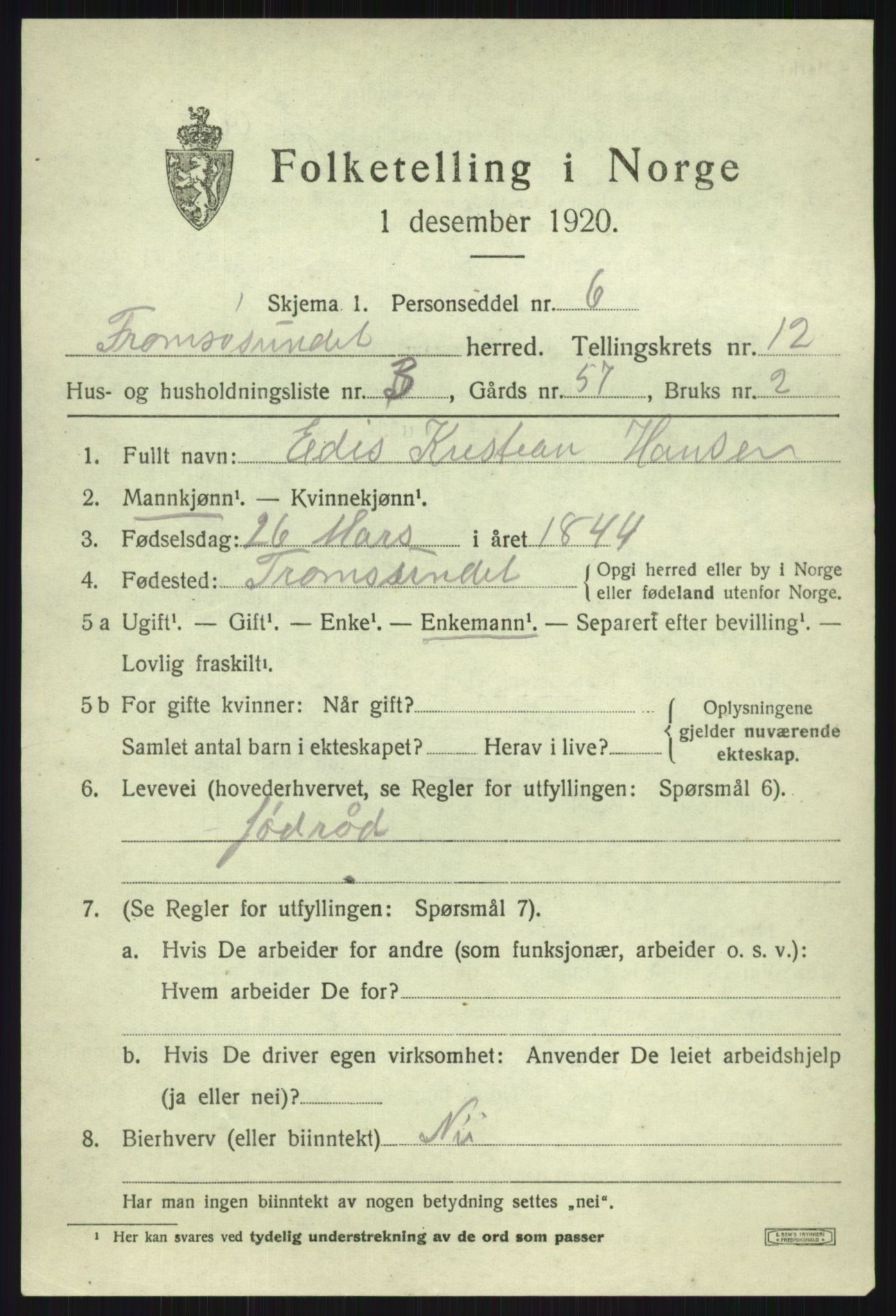 SATØ, 1920 census for Tromsøysund, 1920, p. 7624