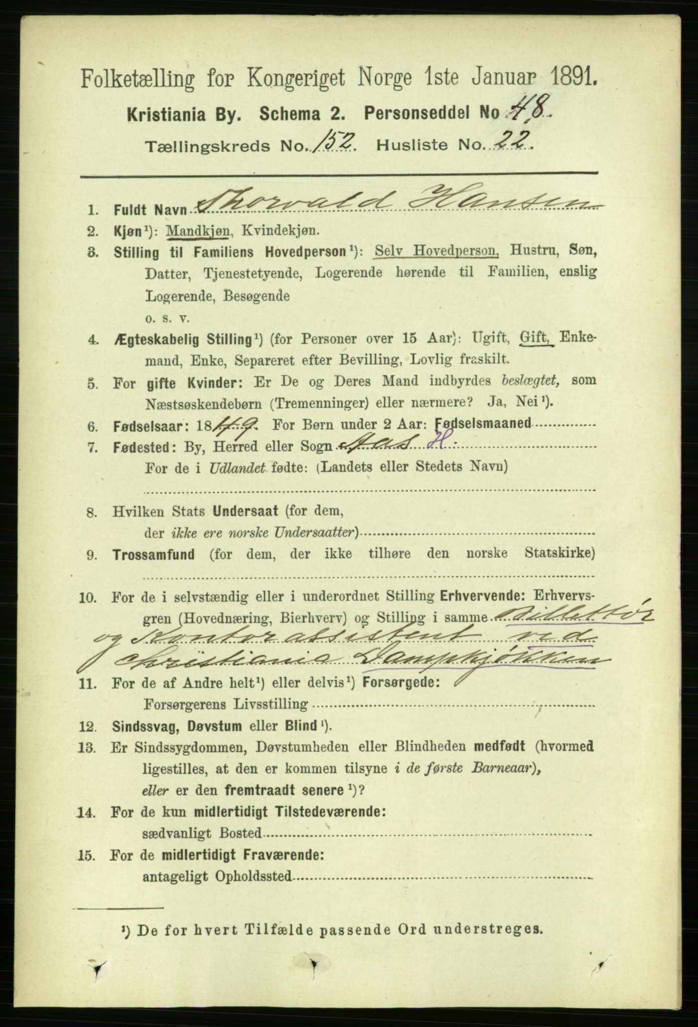 RA, 1891 census for 0301 Kristiania, 1891, p. 85890