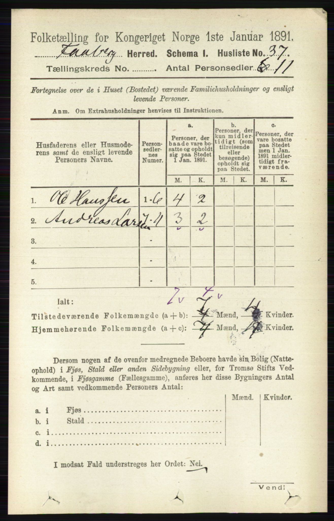 RA, 1891 census for 0524 Fåberg, 1891, p. 1202