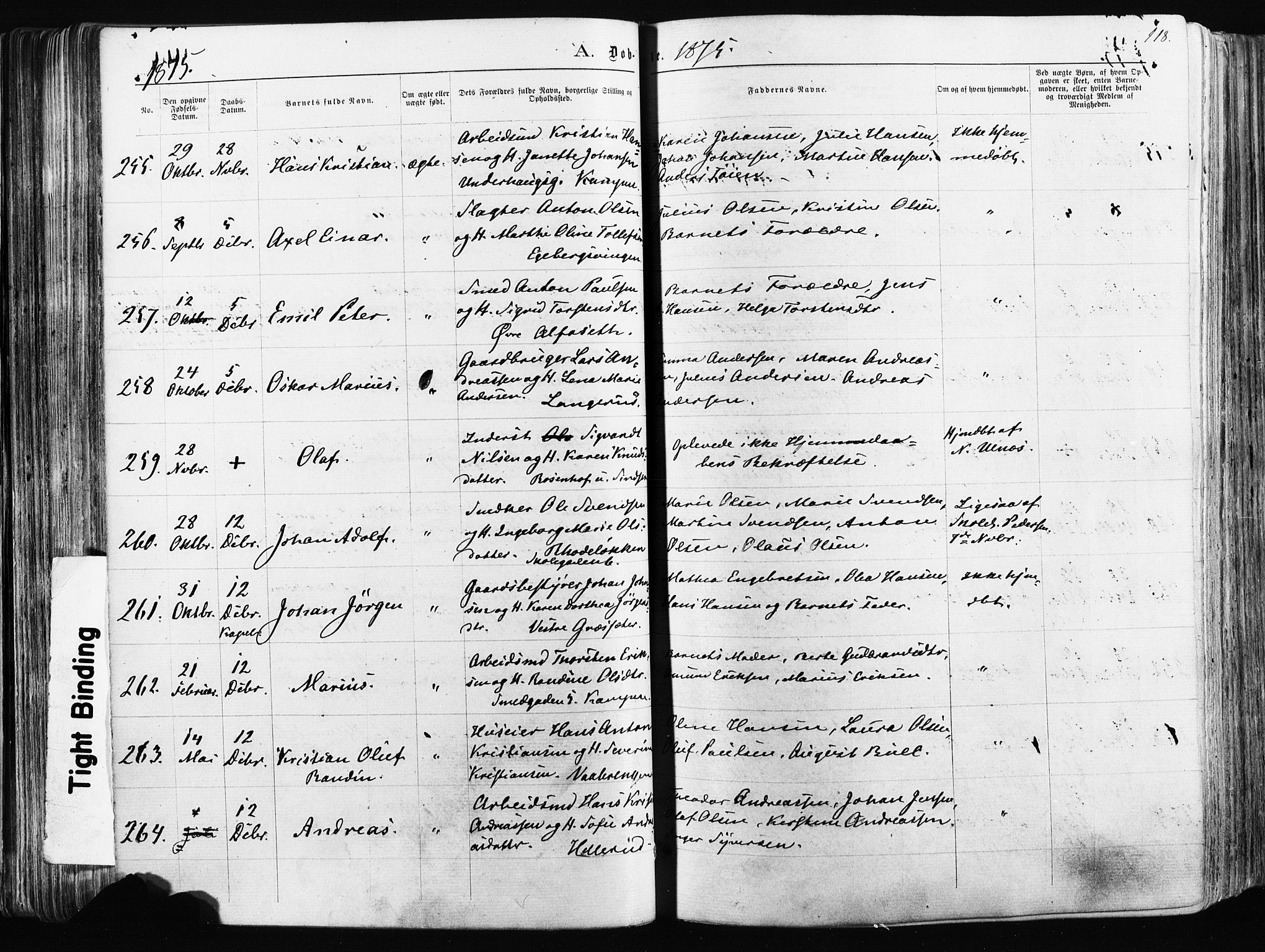 Østre Aker prestekontor Kirkebøker, SAO/A-10840/F/Fa/L0003: Parish register (official) no. I 3, 1869-1875, p. 118