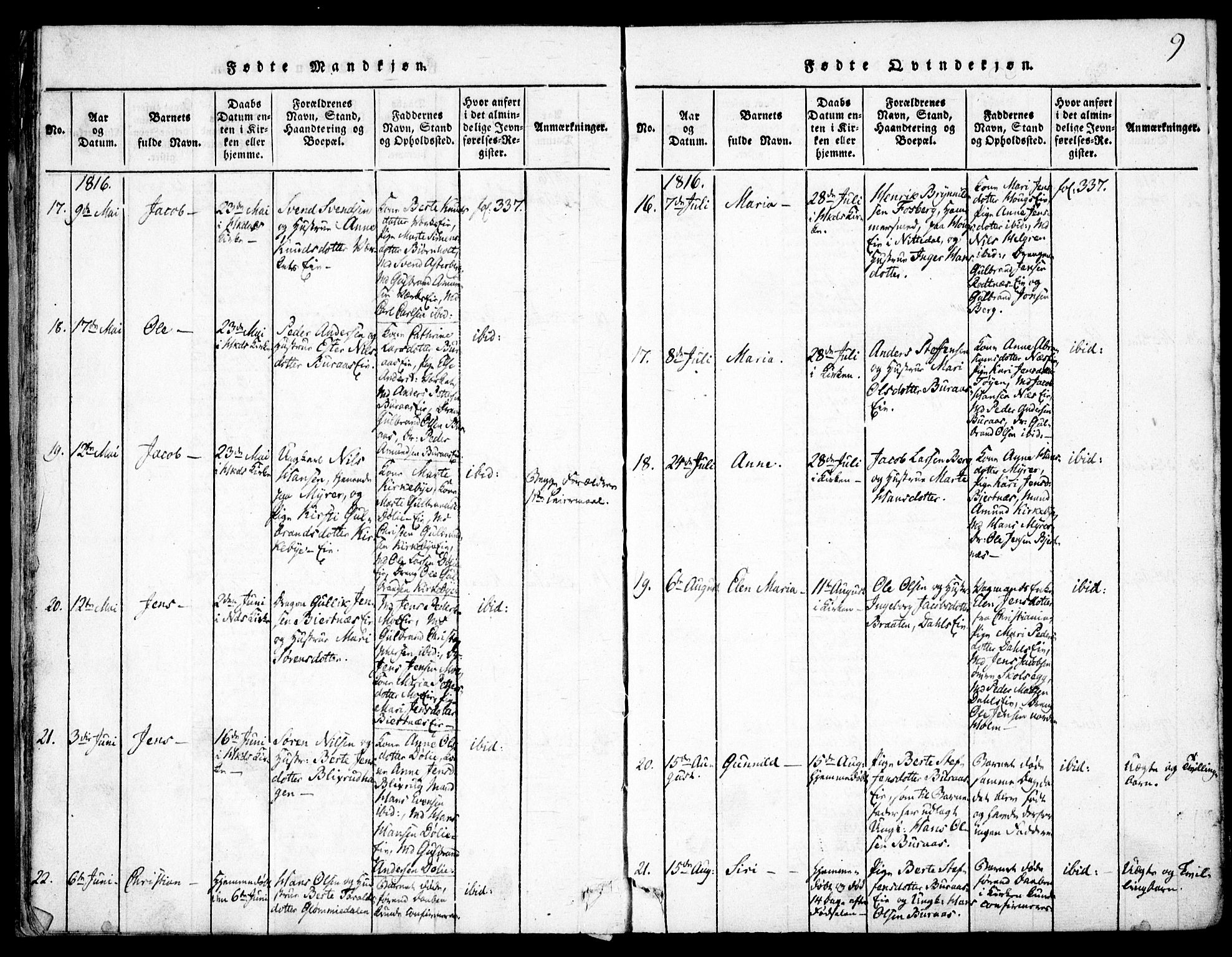 Nittedal prestekontor Kirkebøker, AV/SAO-A-10365a/F/Fa/L0003: Parish register (official) no. I 3, 1814-1836, p. 9