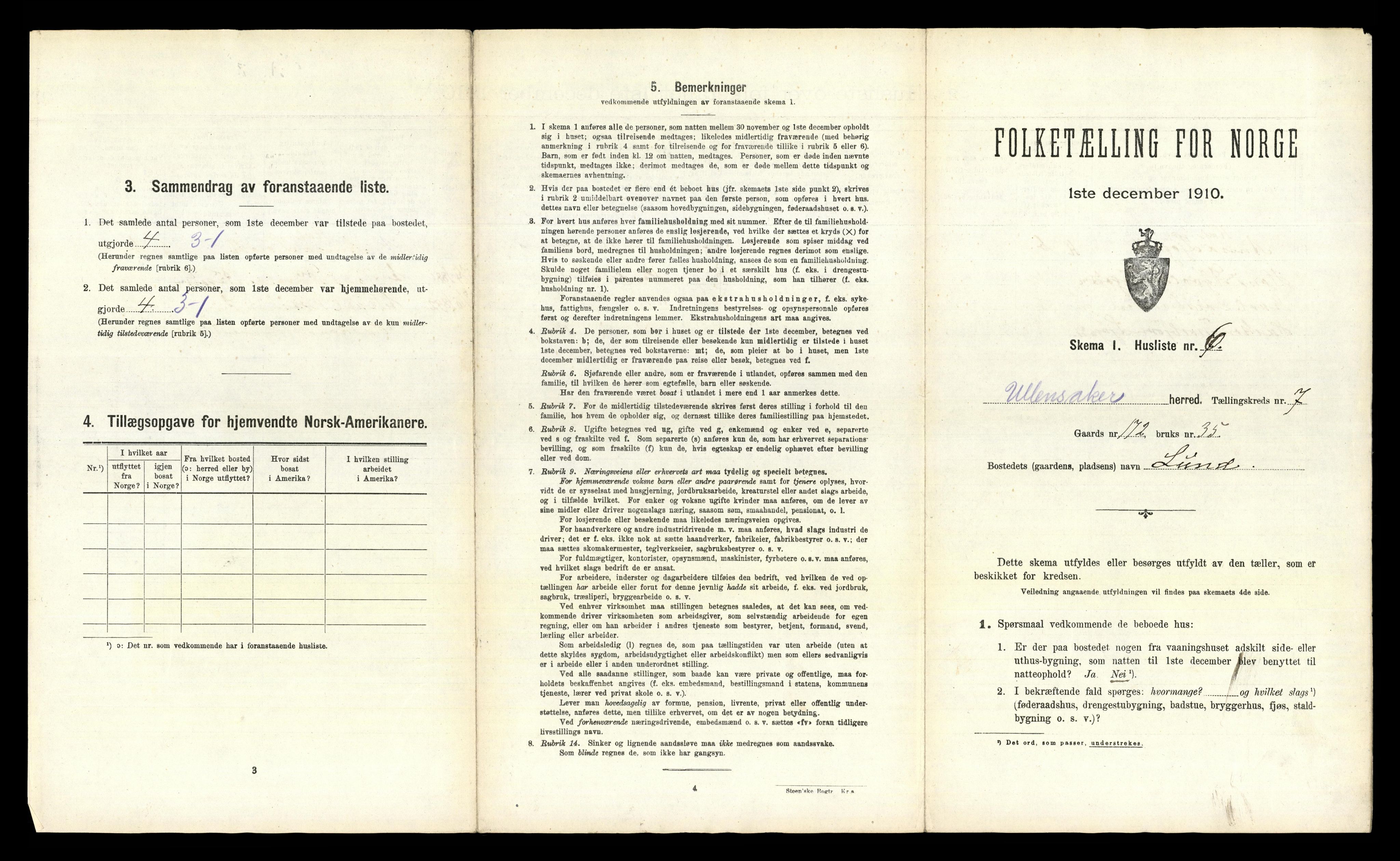 RA, 1910 census for Ullensaker, 1910, p. 1529