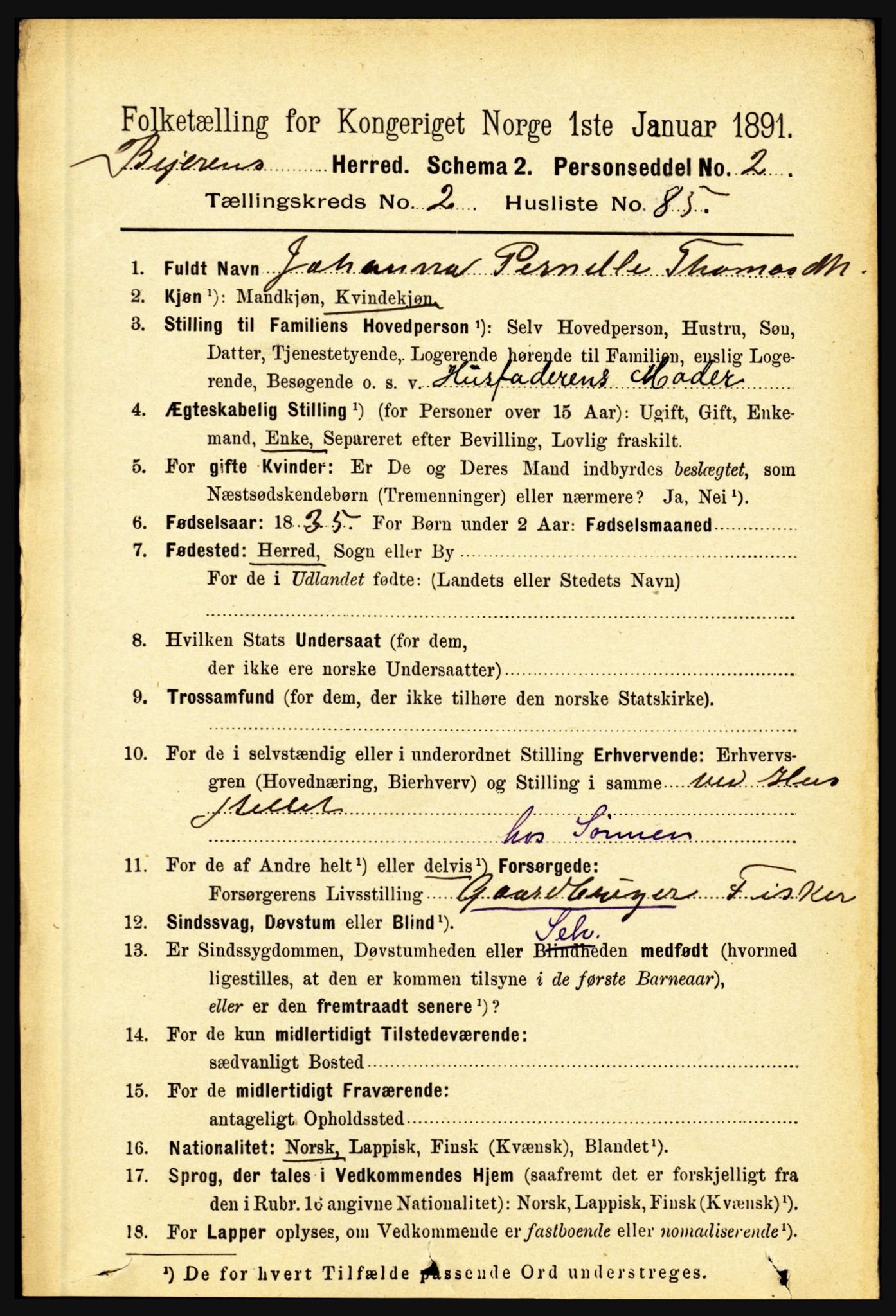 RA, 1891 census for 1839 Beiarn, 1891, p. 951