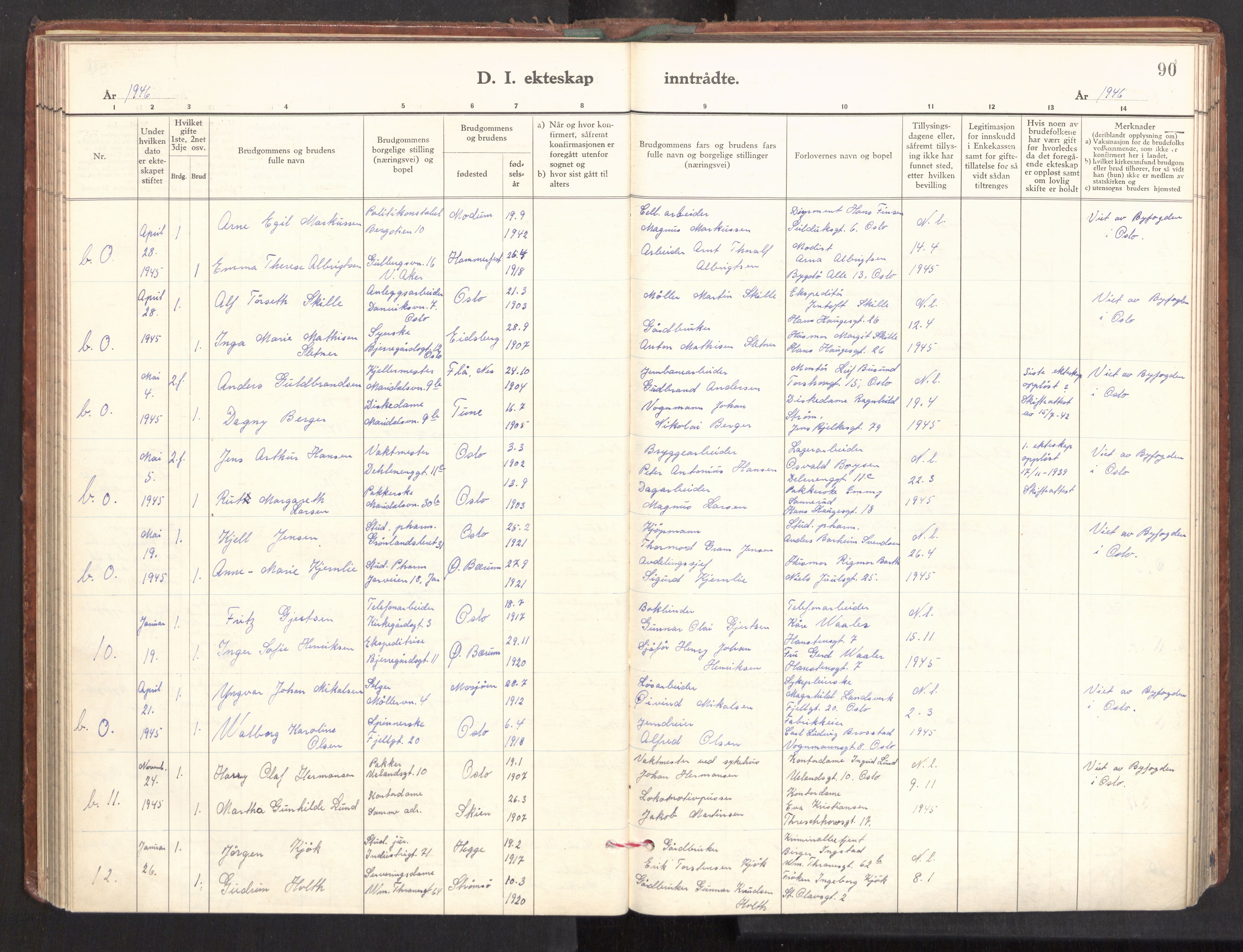 Gamle Aker prestekontor Kirkebøker, SAO/A-10617a/F/L0022: Parish register (official) no. 22, 1941-1952, p. 90