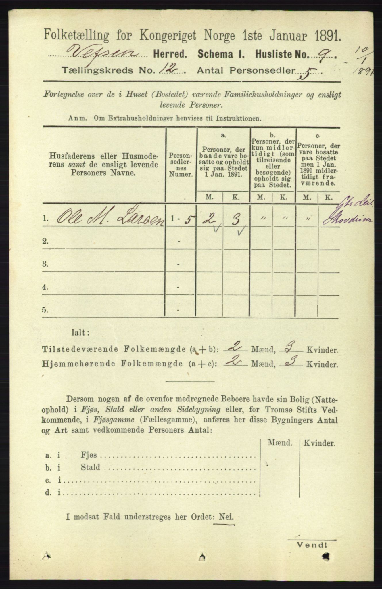 RA, 1891 census for 1824 Vefsn, 1891, p. 6064