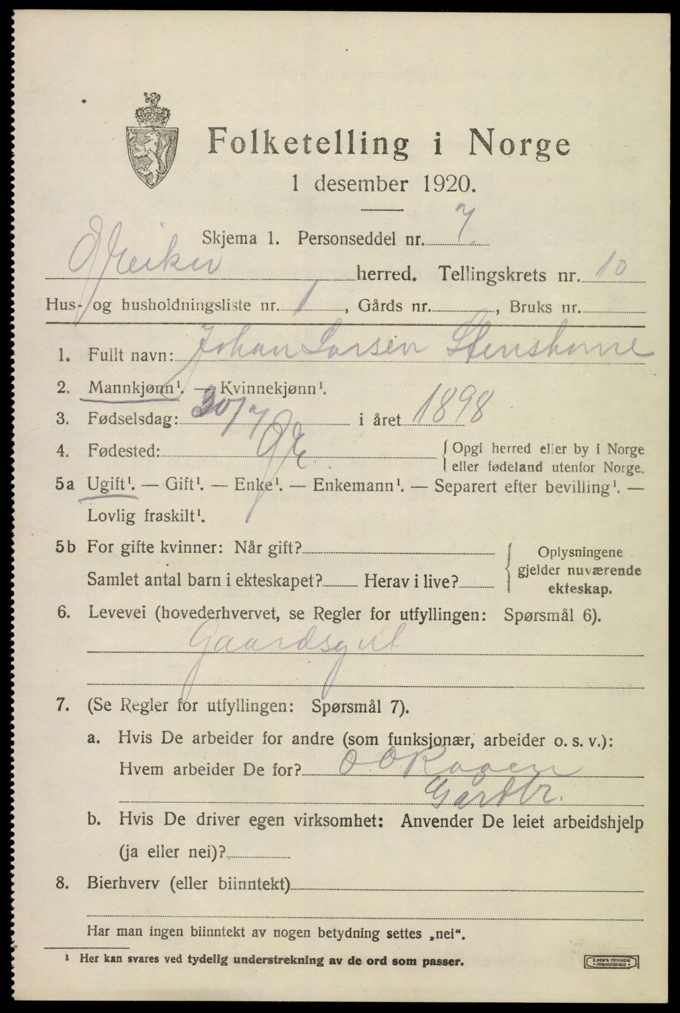 SAKO, 1920 census for Øvre Eiker, 1920, p. 16372