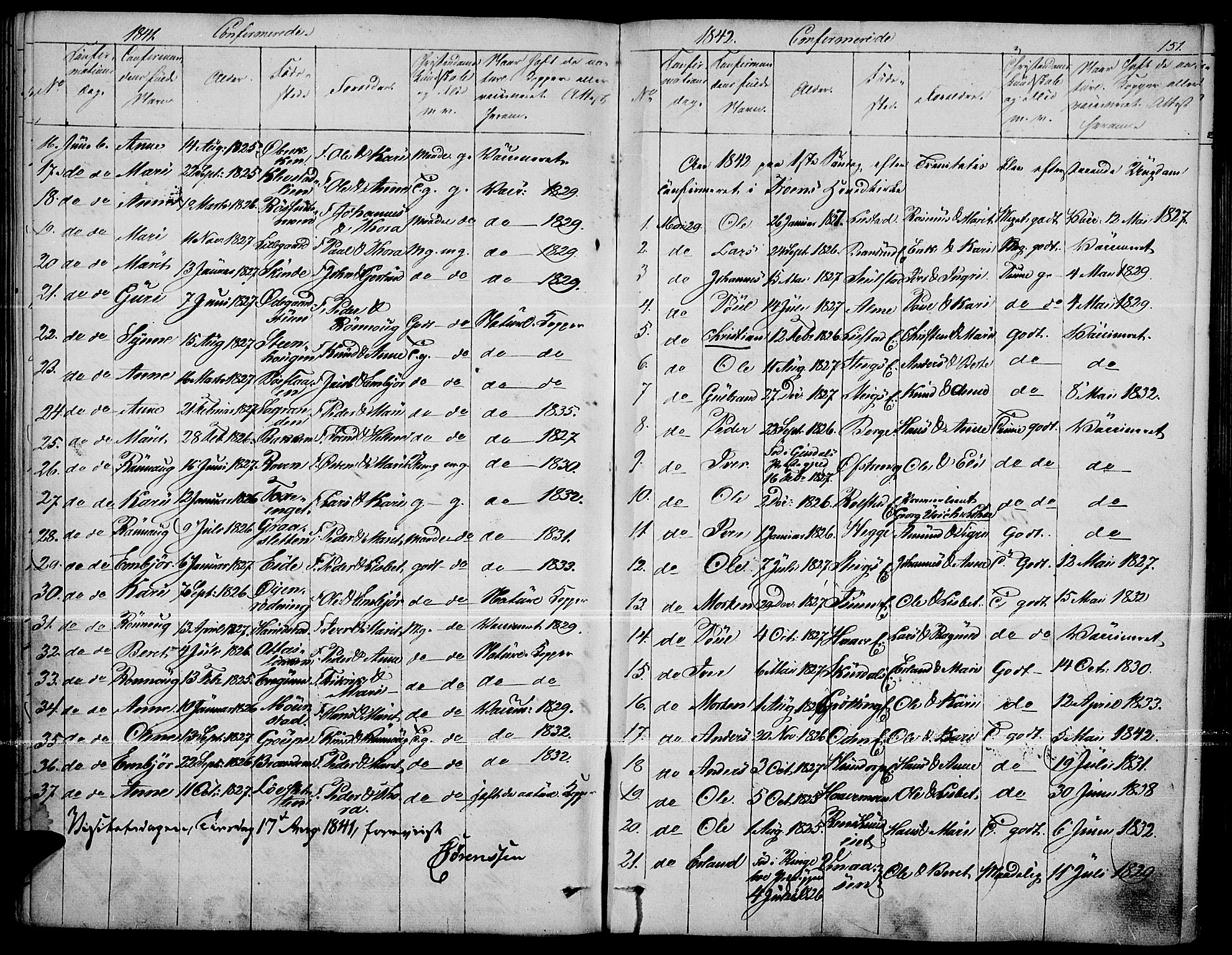 Fron prestekontor, SAH/PREST-078/H/Ha/Haa/L0004: Parish register (official) no. 4, 1839-1848, p. 151