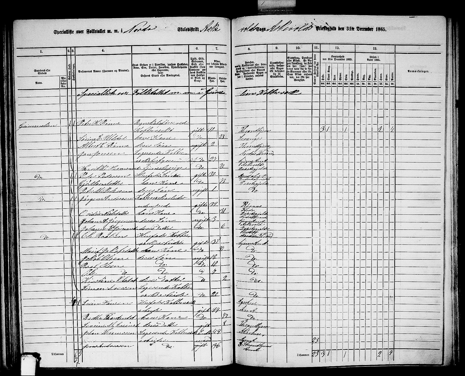 RA, 1865 census for Askvoll, 1865, p. 66
