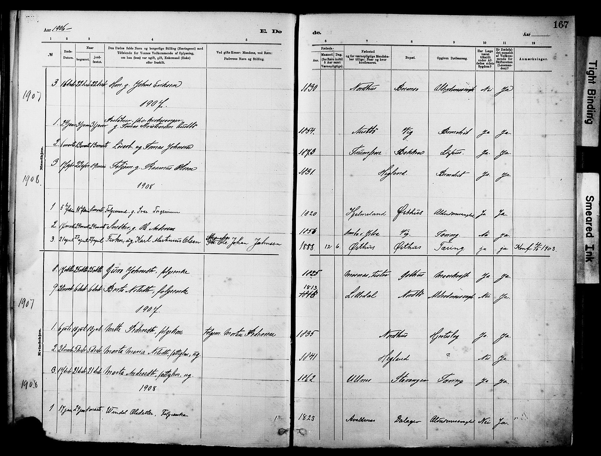 Rennesøy sokneprestkontor, SAST/A -101827/H/Ha/Haa/L0012: Parish register (official) no. A 13, 1885-1917, p. 167