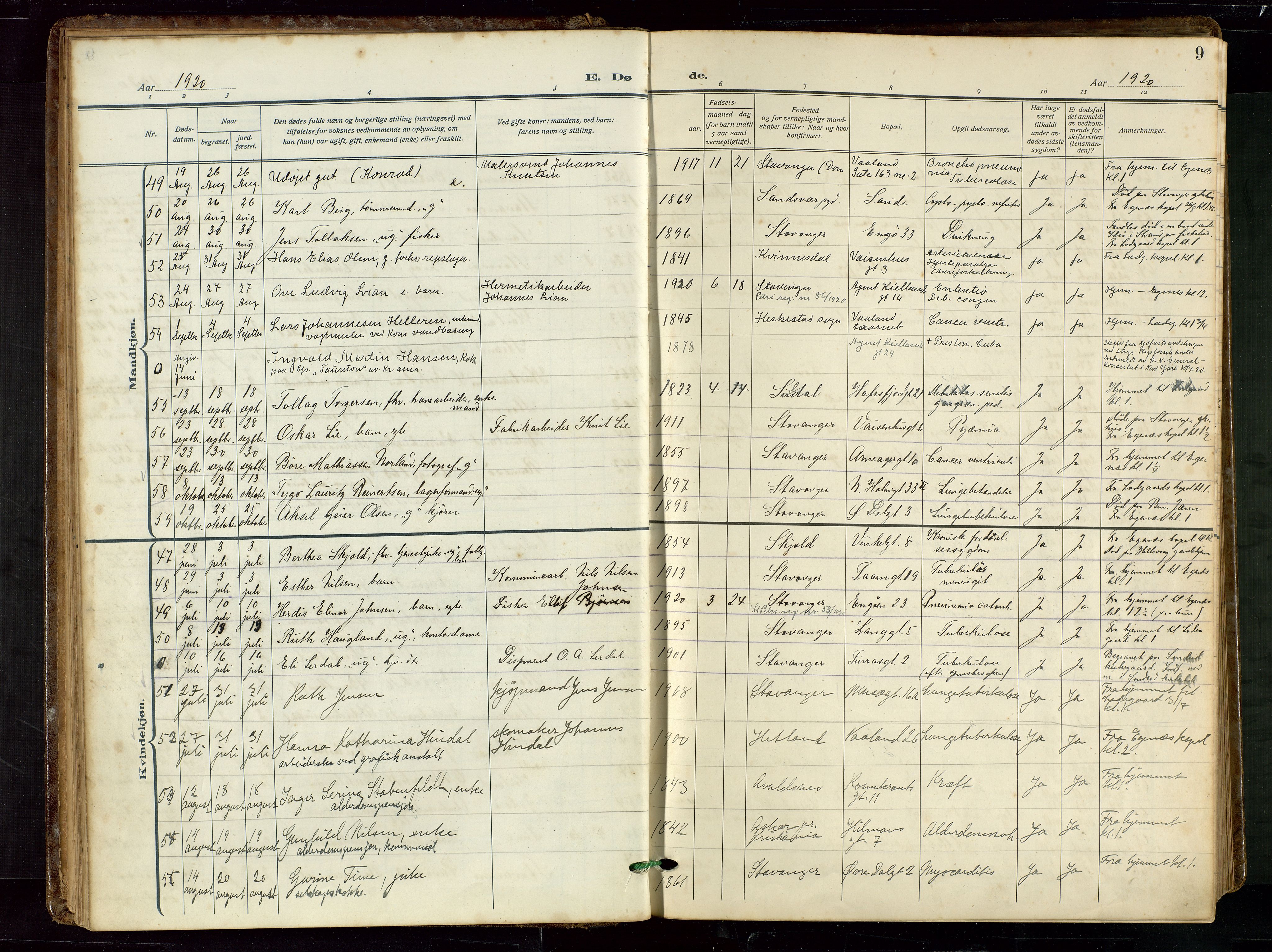 St. Petri sokneprestkontor, AV/SAST-A-101813/002/D/L0003: Parish register (official) no. A 28, 1919-1938, p. 9