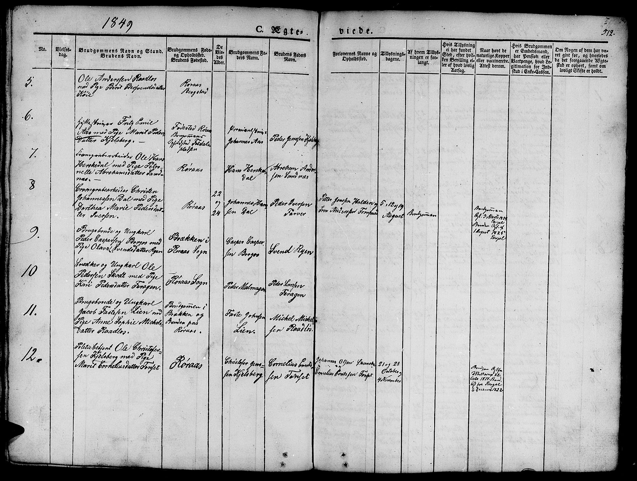 Ministerialprotokoller, klokkerbøker og fødselsregistre - Sør-Trøndelag, SAT/A-1456/681/L0939: Parish register (copy) no. 681C03, 1829-1855, p. 512