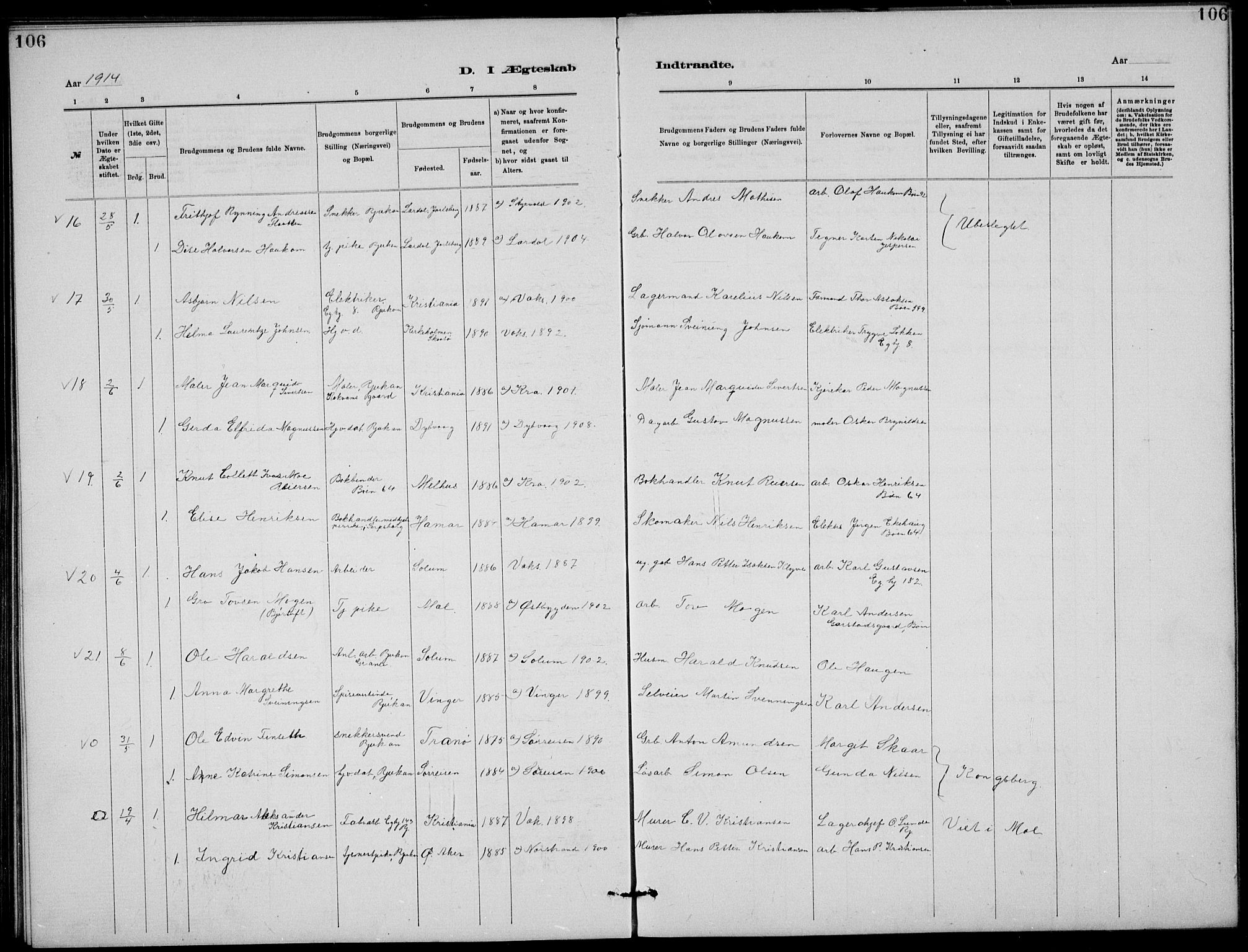 Rjukan kirkebøker, SAKO/A-294/G/Ga/L0001: Parish register (copy) no. 1, 1880-1914, p. 106