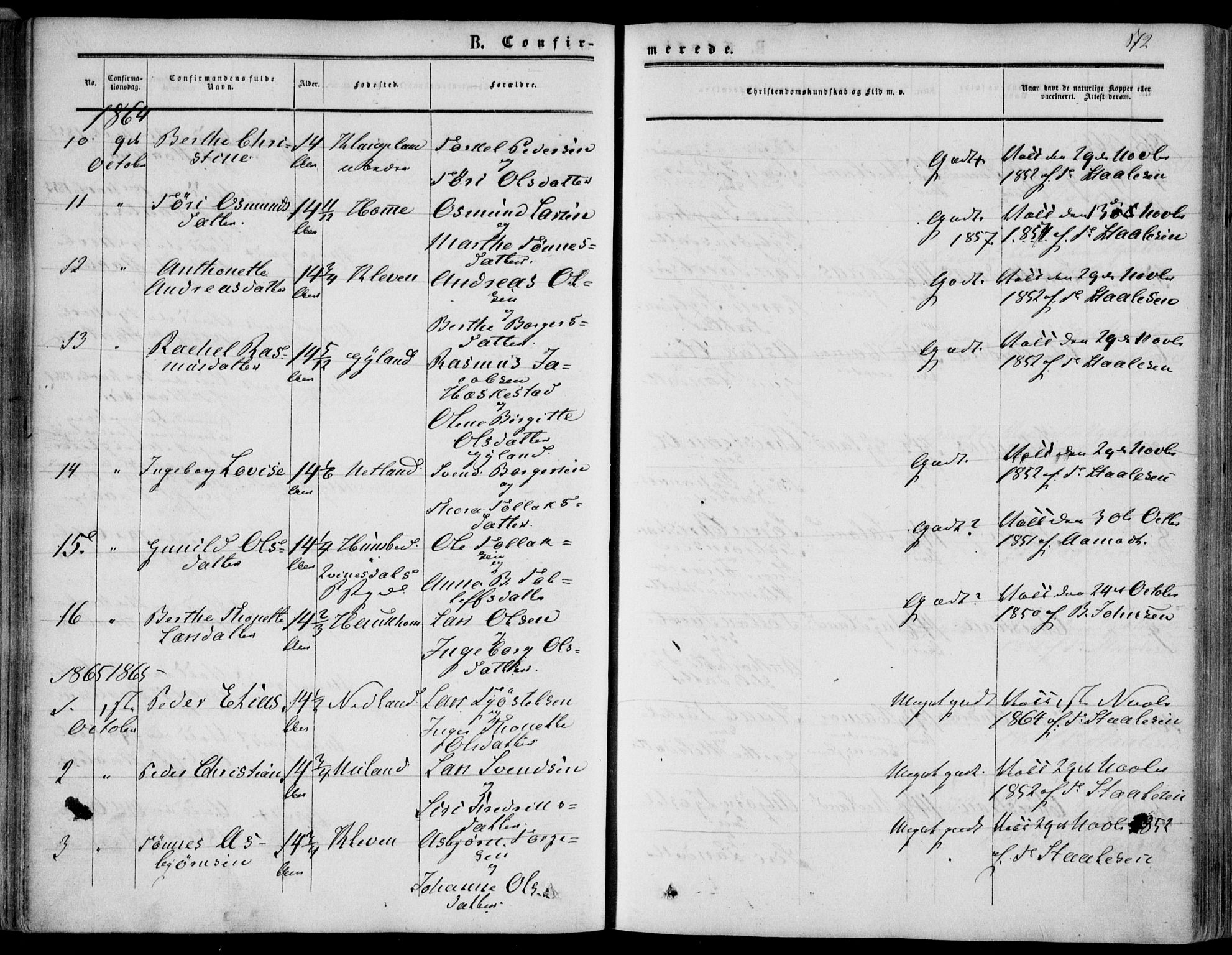 Bakke sokneprestkontor, SAK/1111-0002/F/Fa/Fab/L0002: Parish register (official) no. A 2, 1855-1884, p. 172