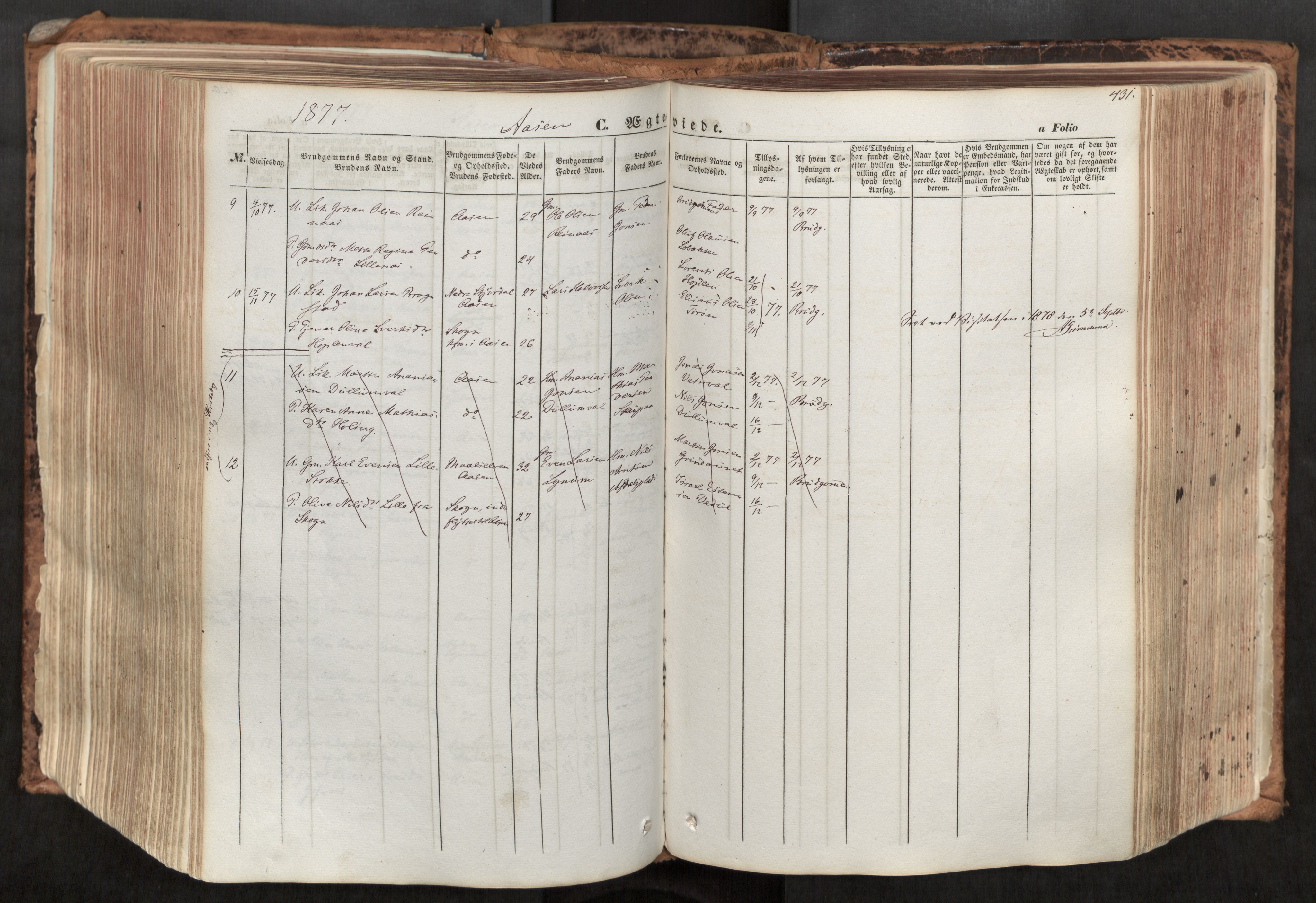 Ministerialprotokoller, klokkerbøker og fødselsregistre - Nord-Trøndelag, SAT/A-1458/713/L0116: Parish register (official) no. 713A07, 1850-1877, p. 431