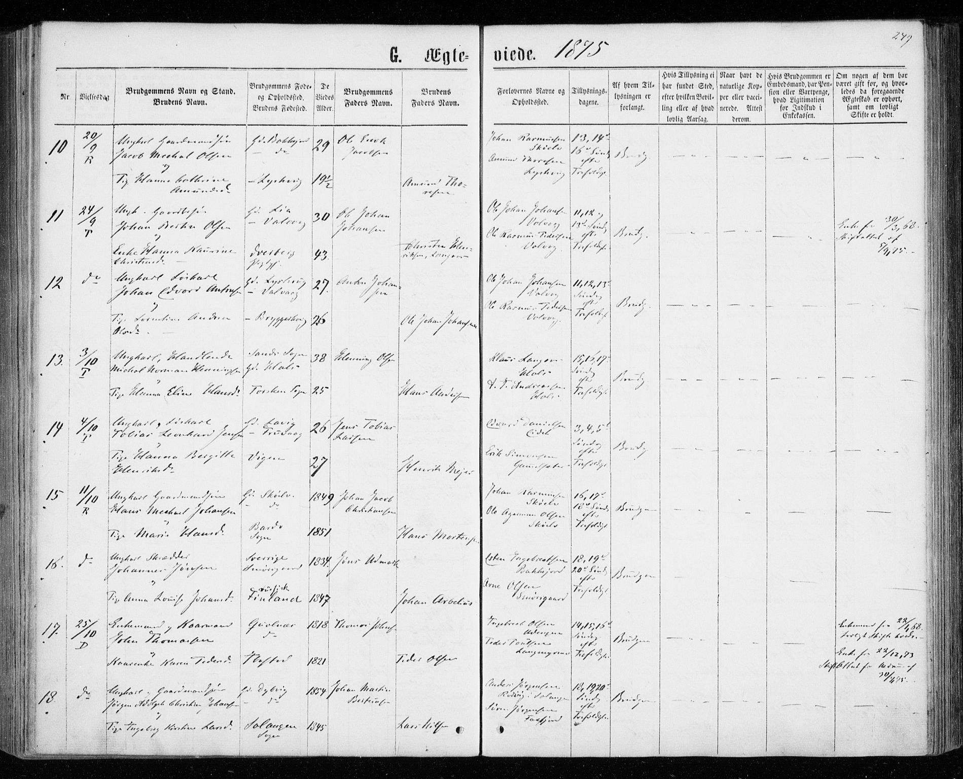 Tranøy sokneprestkontor, SATØ/S-1313/I/Ia/Iaa/L0008kirke: Parish register (official) no. 8, 1867-1877, p. 249