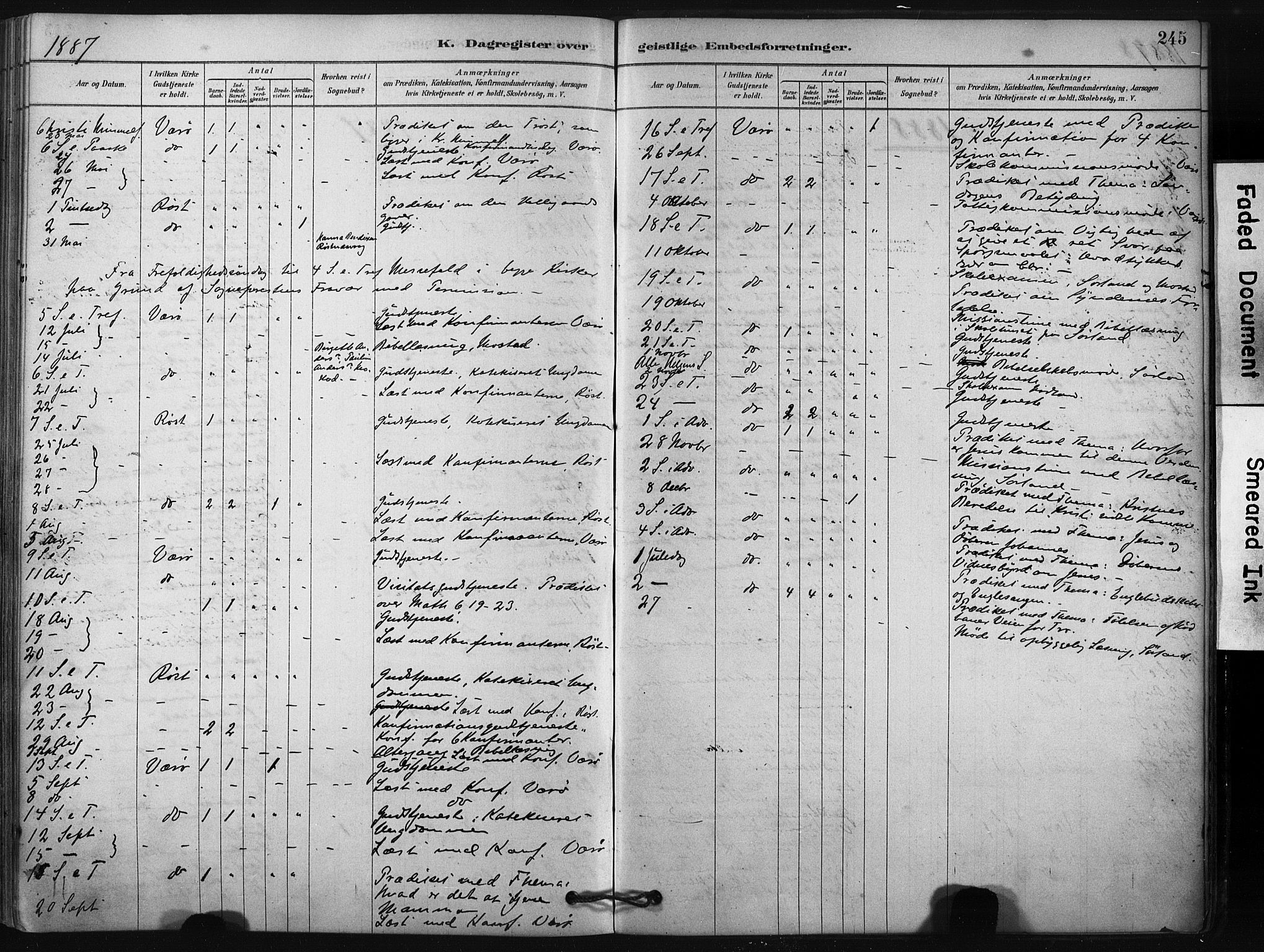 Ministerialprotokoller, klokkerbøker og fødselsregistre - Nordland, AV/SAT-A-1459/807/L0122: Parish register (official) no. 807A05, 1880-1902, p. 245