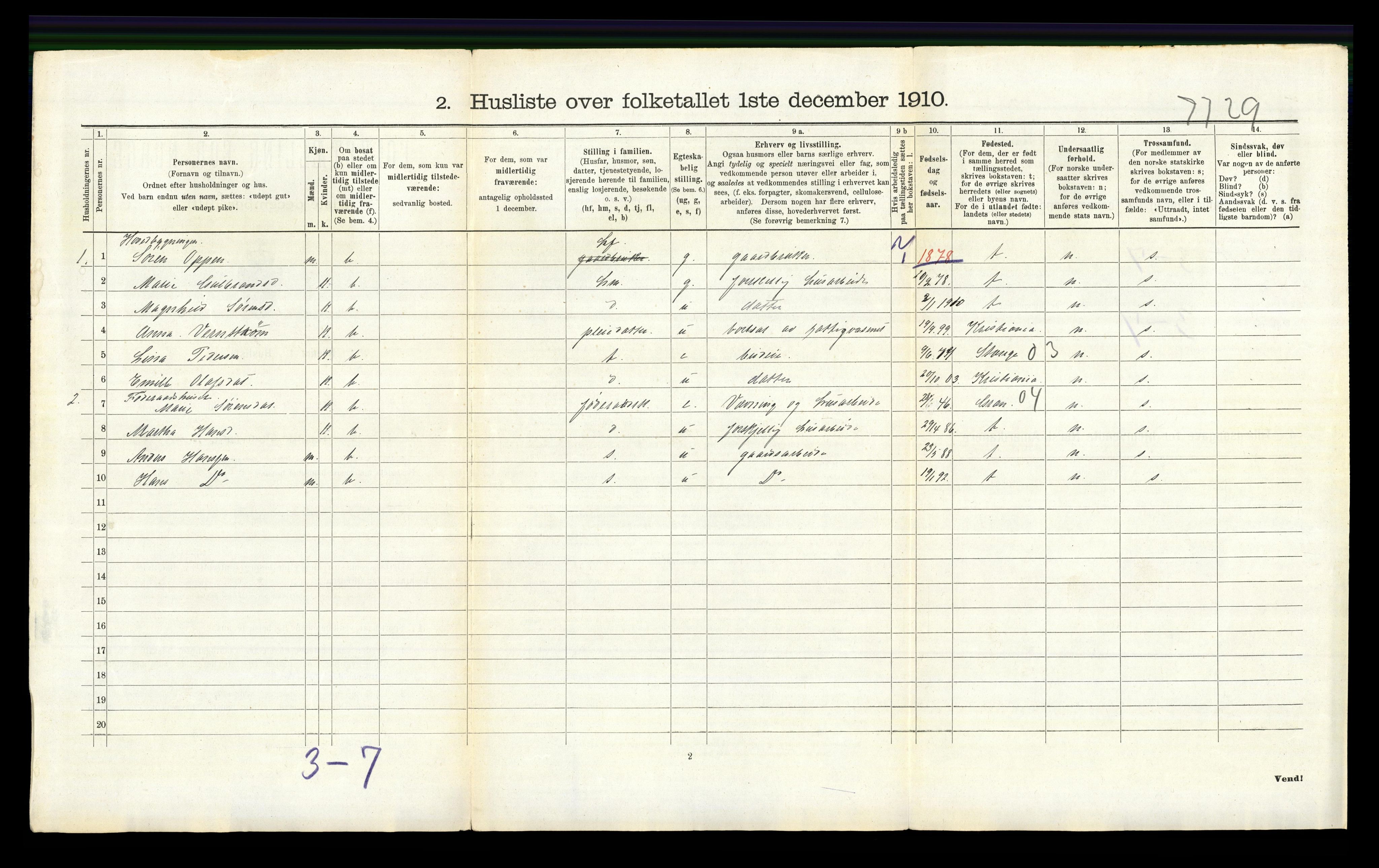 RA, 1910 census for Lunner, 1910, p. 479