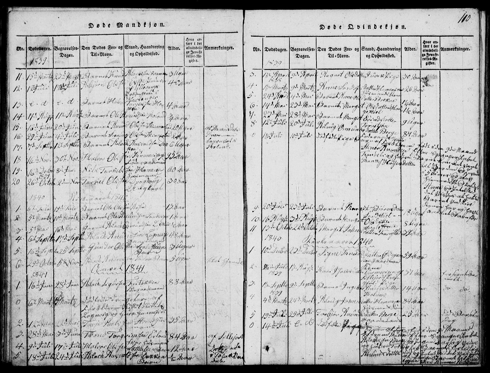 Rauland kirkebøker, AV/SAKO-A-292/G/Ga/L0001: Parish register (copy) no. I 1, 1814-1843, p. 110