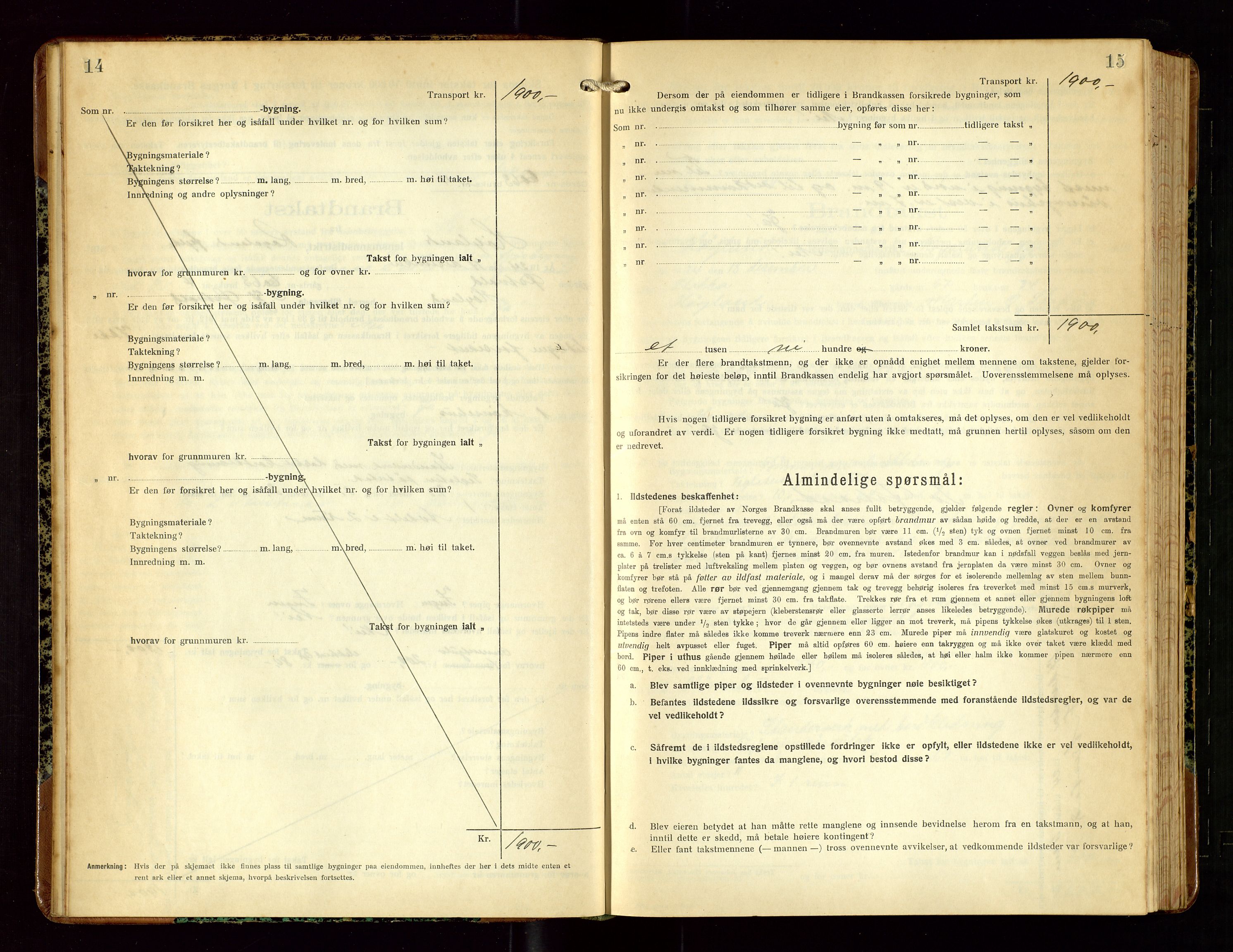 Høyland/Sandnes lensmannskontor, AV/SAST-A-100166/Gob/L0004: "Brandtakstprotokol", 1924-1933, p. 14-15