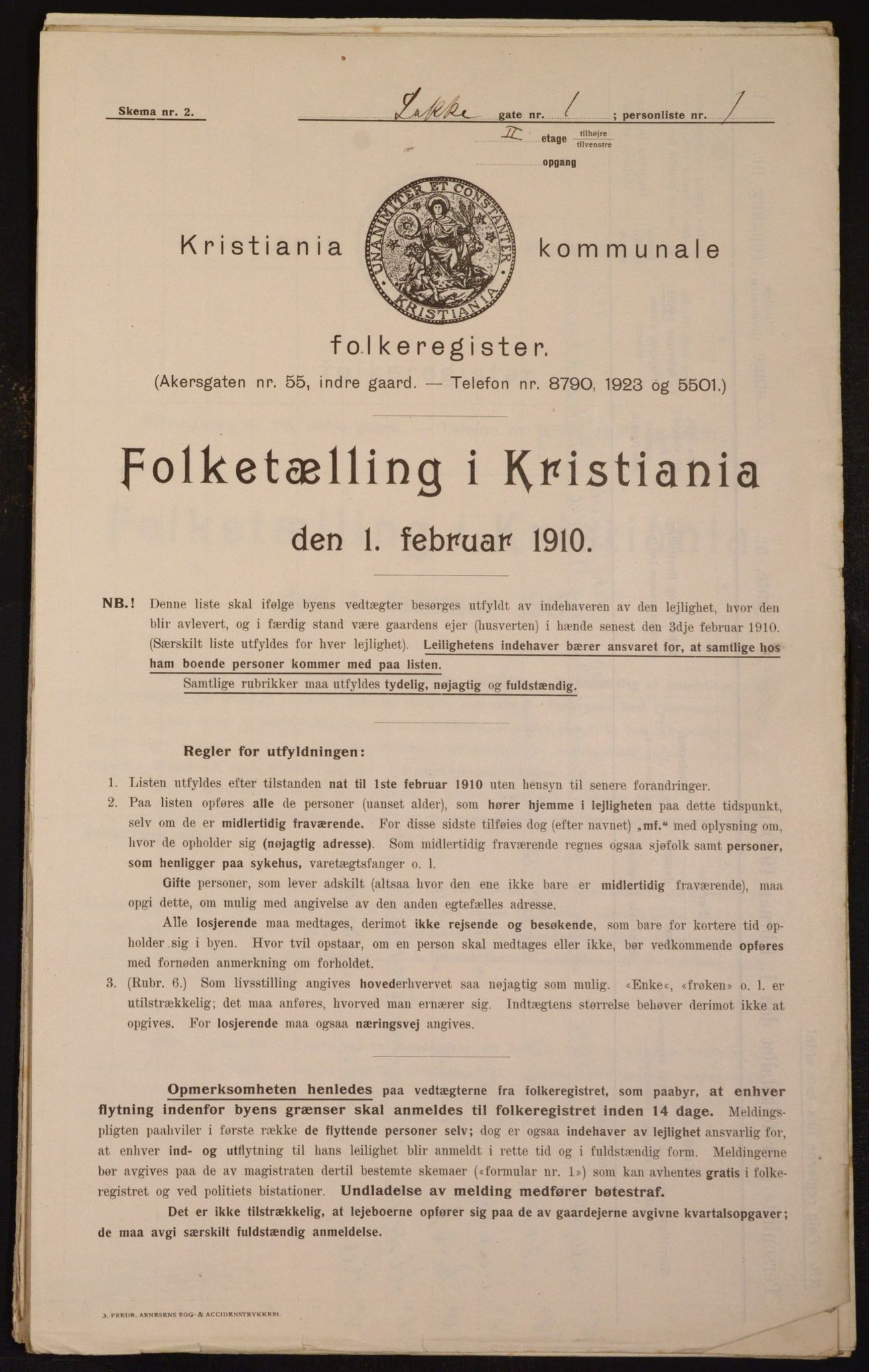 OBA, Municipal Census 1910 for Kristiania, 1910, p. 53364