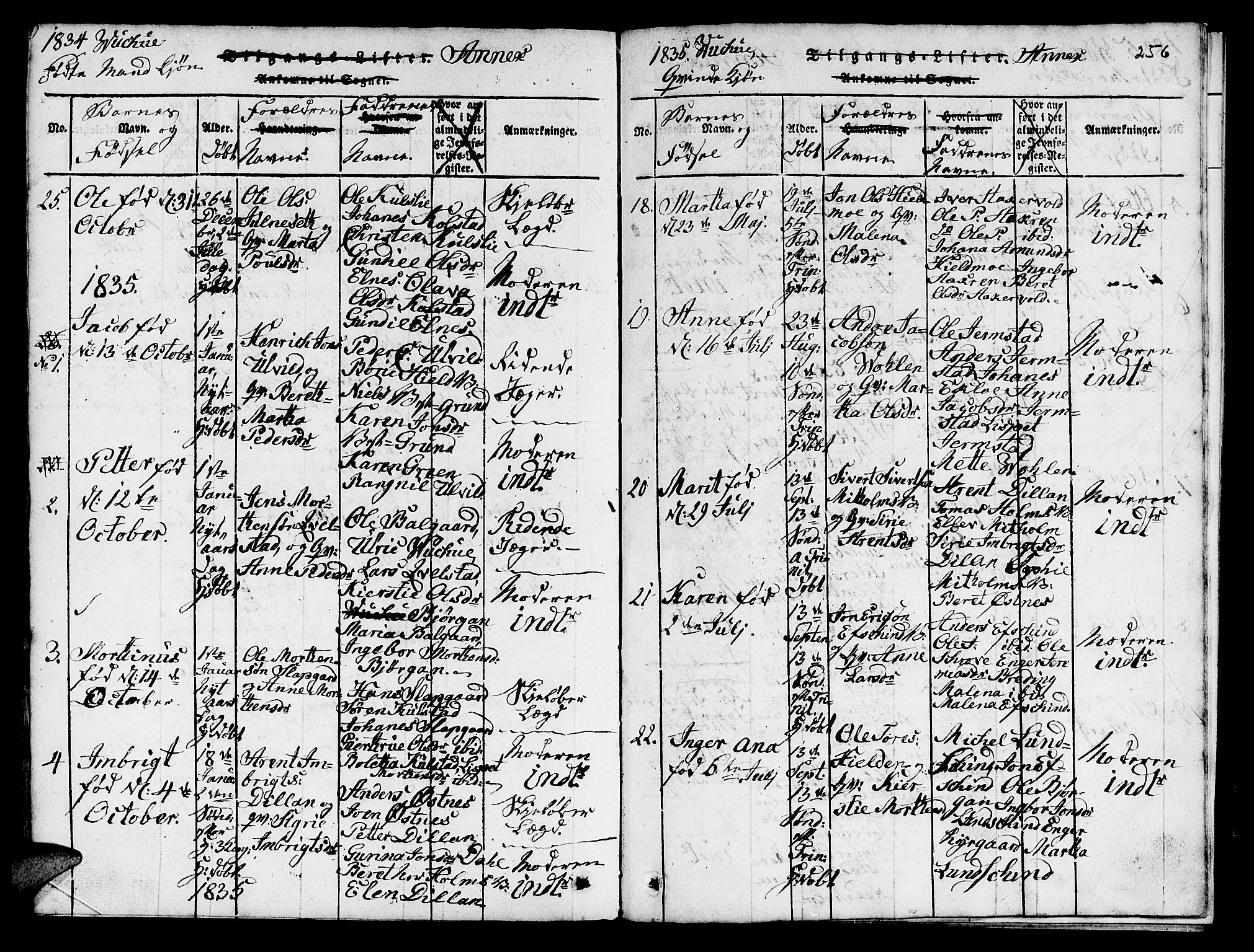 Ministerialprotokoller, klokkerbøker og fødselsregistre - Nord-Trøndelag, SAT/A-1458/724/L0265: Parish register (copy) no. 724C01, 1816-1845, p. 256