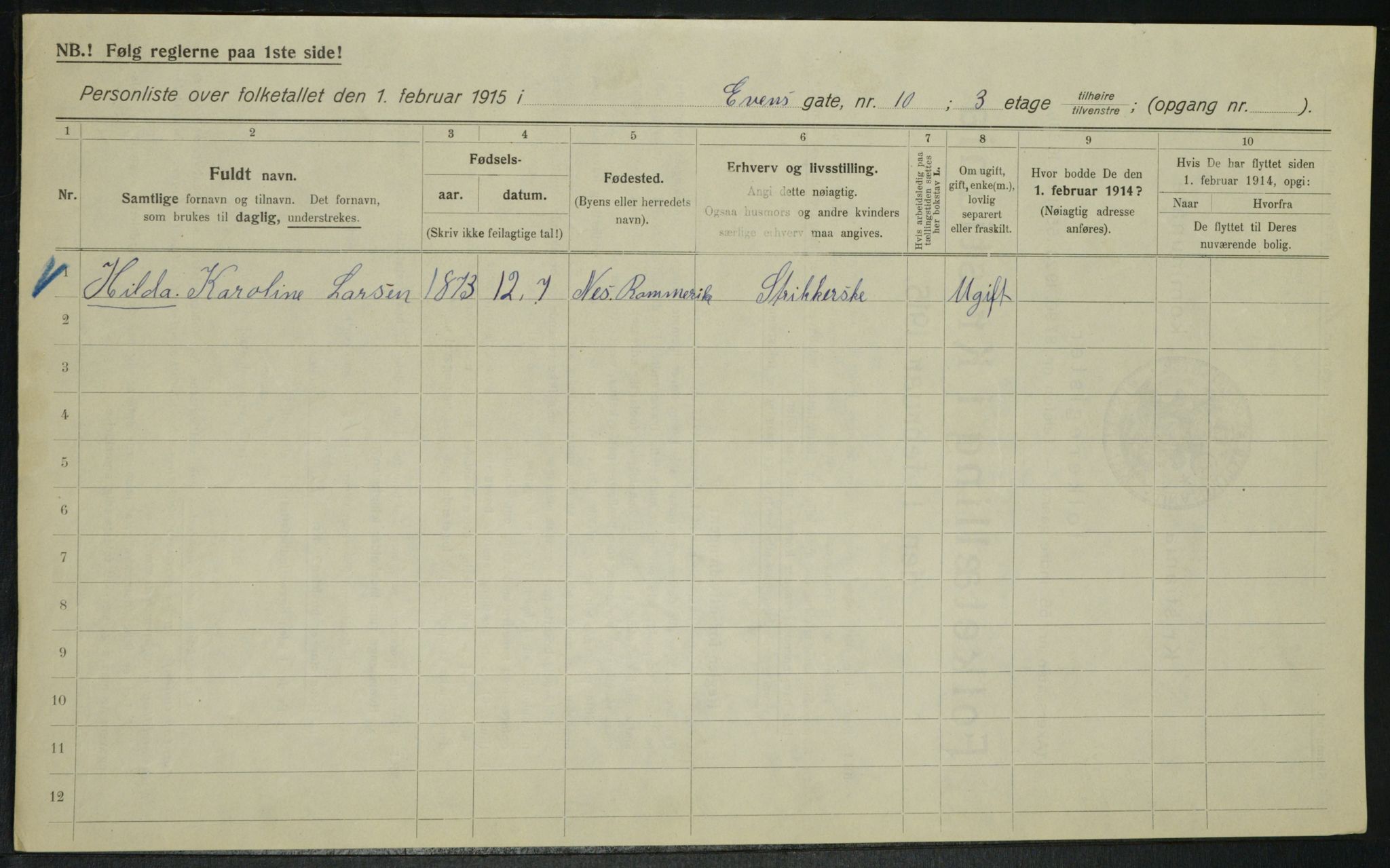 OBA, Municipal Census 1915 for Kristiania, 1915, p. 22491