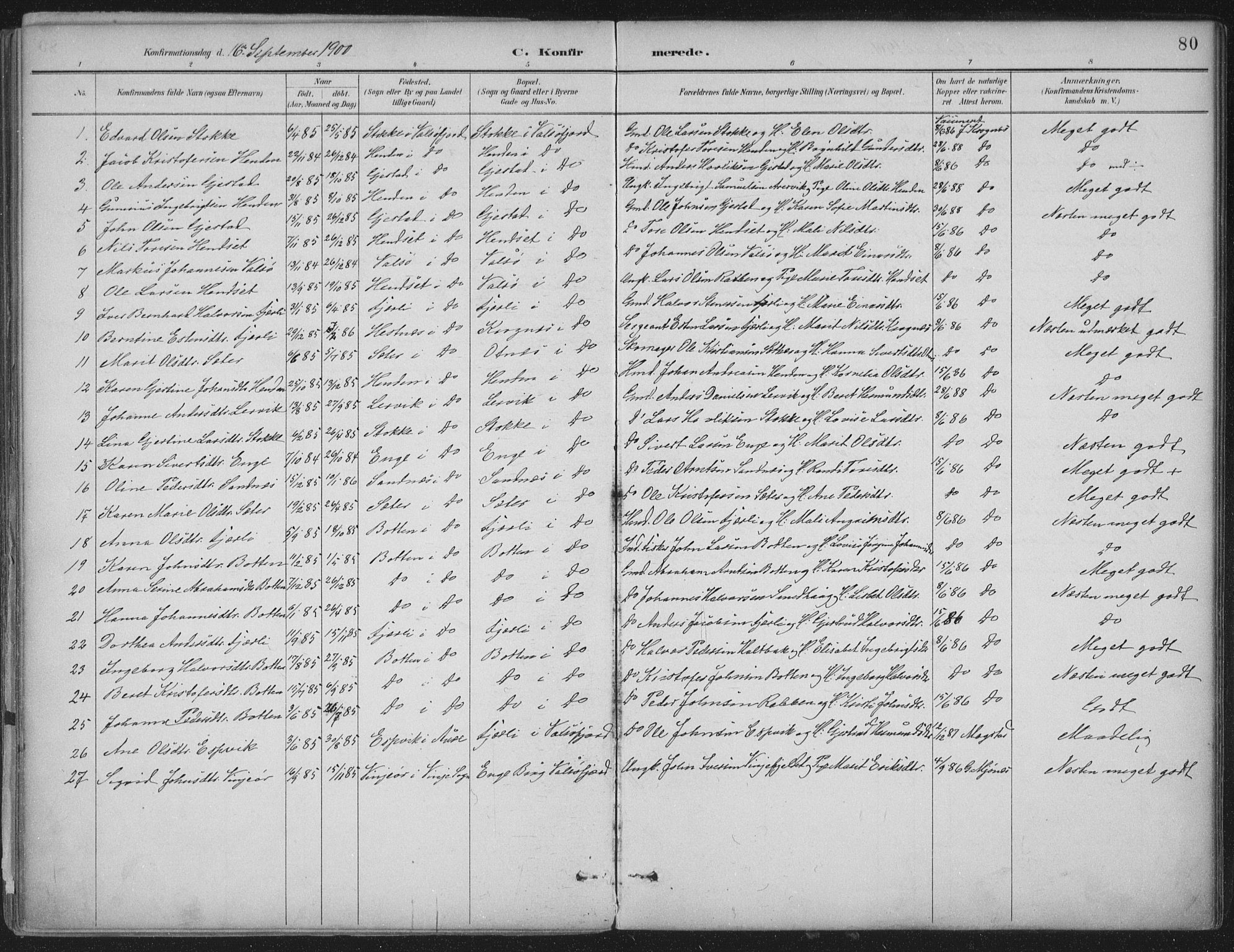 Ministerialprotokoller, klokkerbøker og fødselsregistre - Møre og Romsdal, AV/SAT-A-1454/580/L0925: Parish register (official) no. 580A02, 1888-1913, p. 80