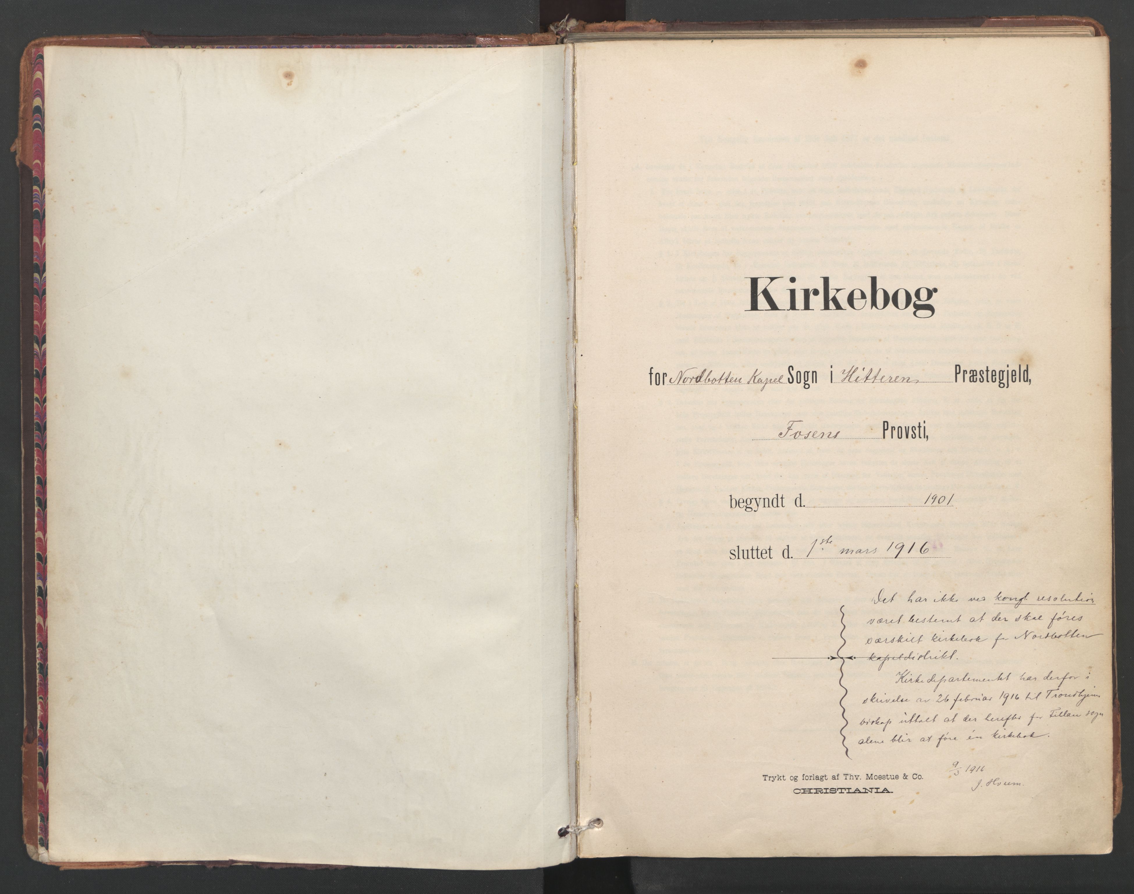 Ministerialprotokoller, klokkerbøker og fødselsregistre - Sør-Trøndelag, SAT/A-1456/638/L0568: Parish register (official) no. 638A01, 1901-1916