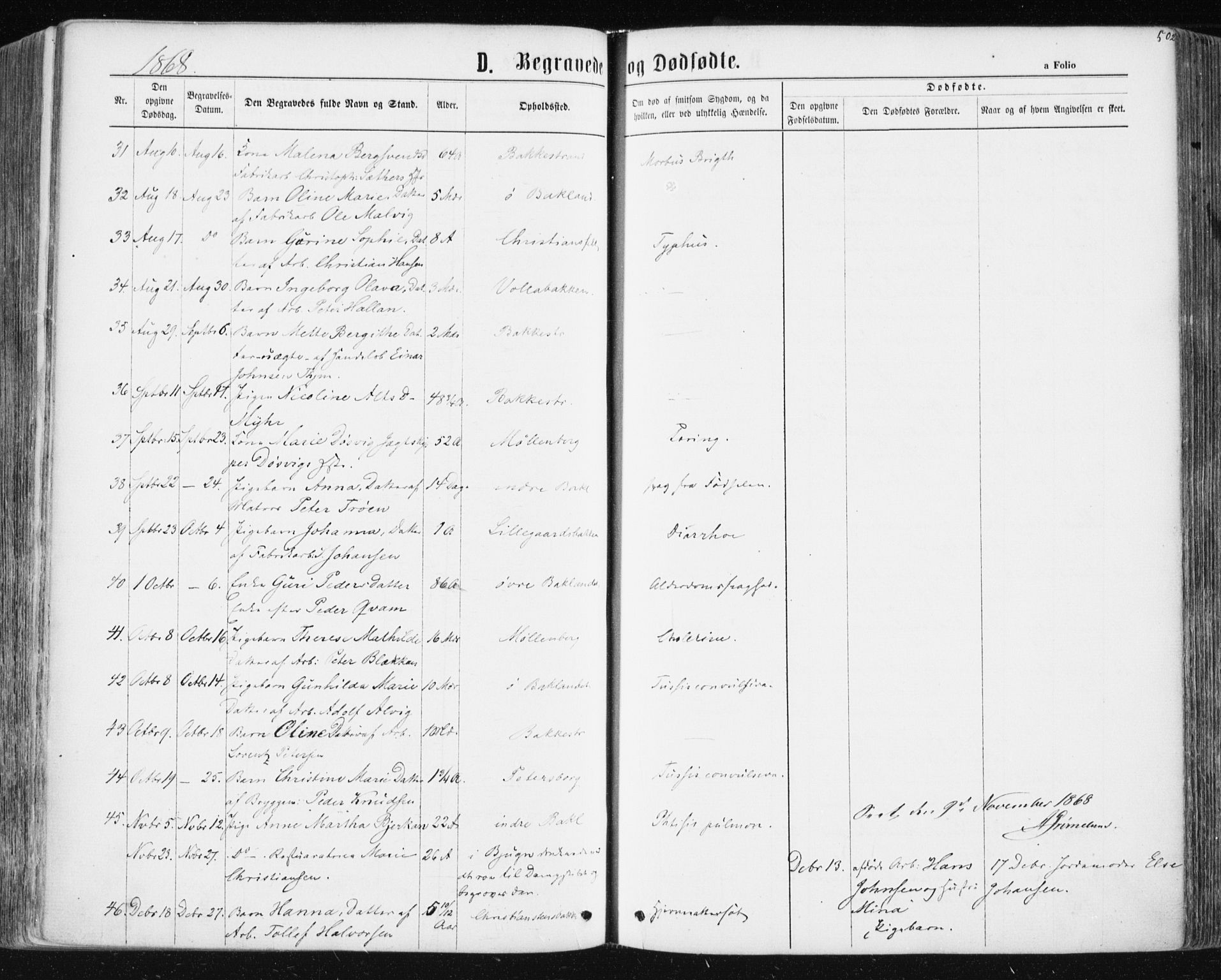Ministerialprotokoller, klokkerbøker og fødselsregistre - Sør-Trøndelag, SAT/A-1456/604/L0186: Parish register (official) no. 604A07, 1866-1877, p. 502
