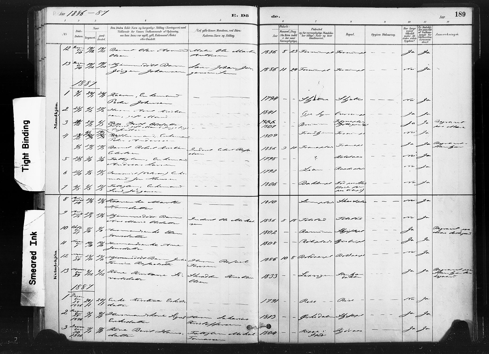 Ministerialprotokoller, klokkerbøker og fødselsregistre - Nord-Trøndelag, AV/SAT-A-1458/736/L0361: Parish register (official) no. 736A01, 1884-1906, p. 189