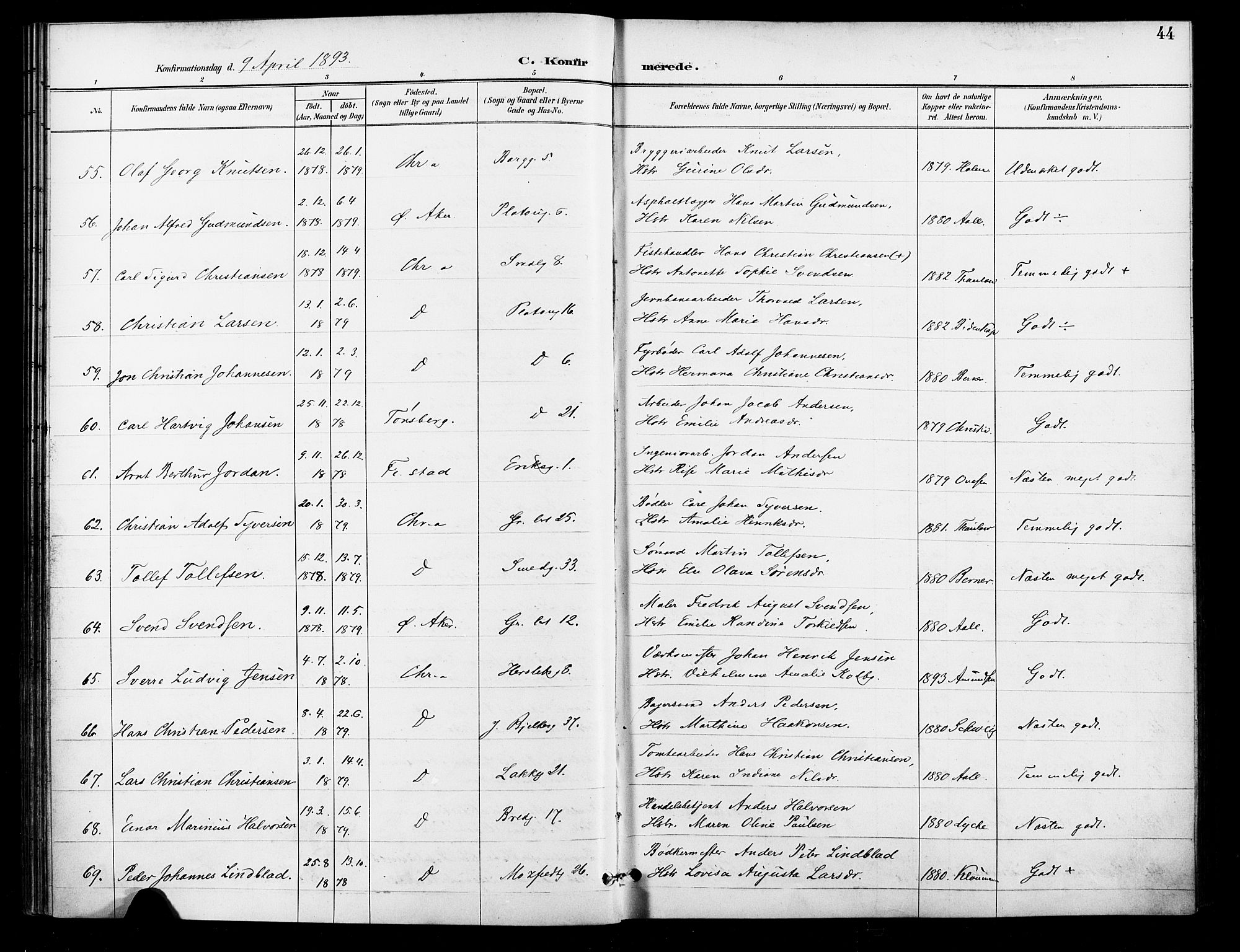 Grønland prestekontor Kirkebøker, AV/SAO-A-10848/F/Fa/L0011: Parish register (official) no. 11, 1892-1907, p. 44