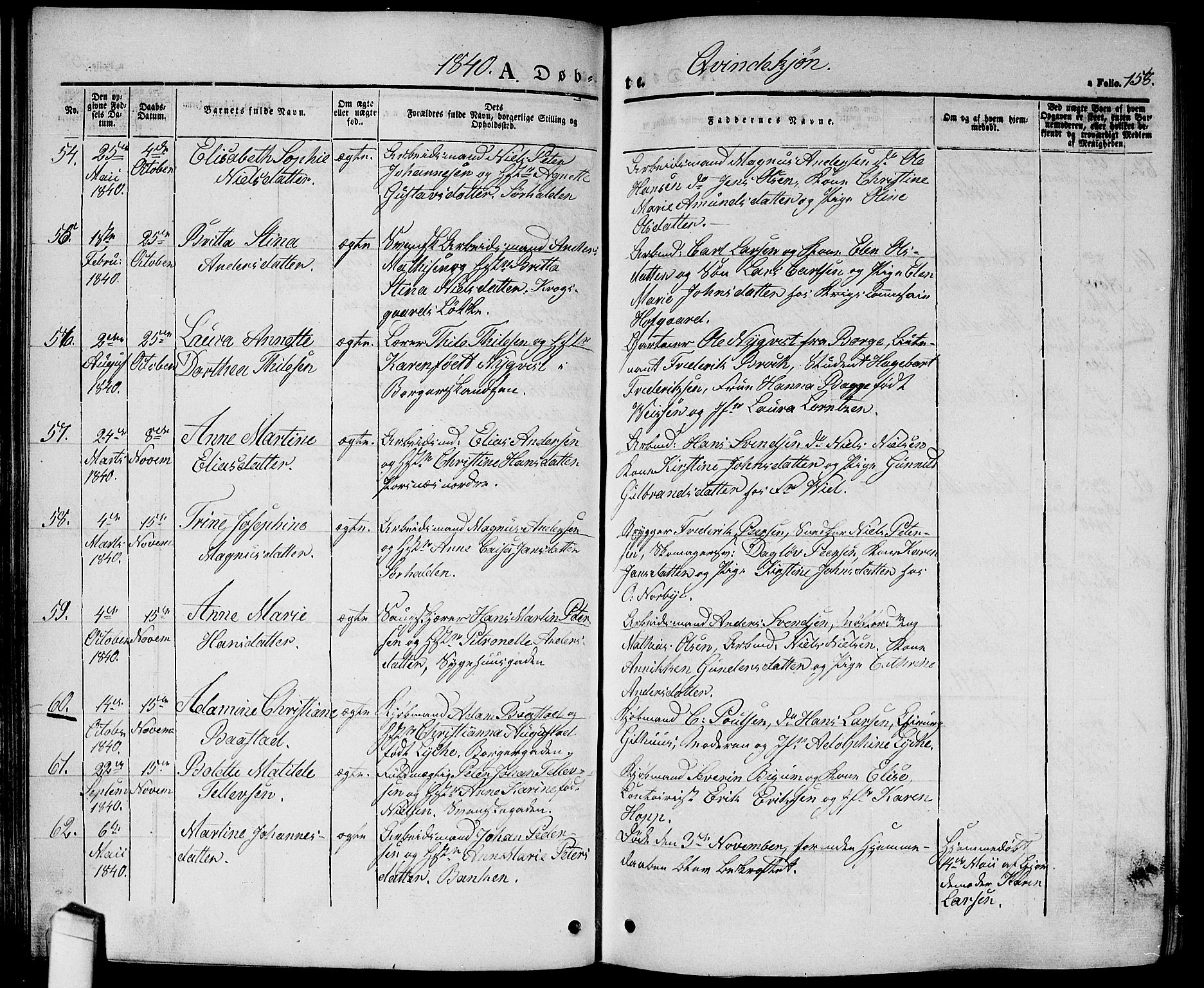 Halden prestekontor Kirkebøker, SAO/A-10909/G/Ga/L0003: Parish register (copy) no. 3, 1834-1844, p. 158