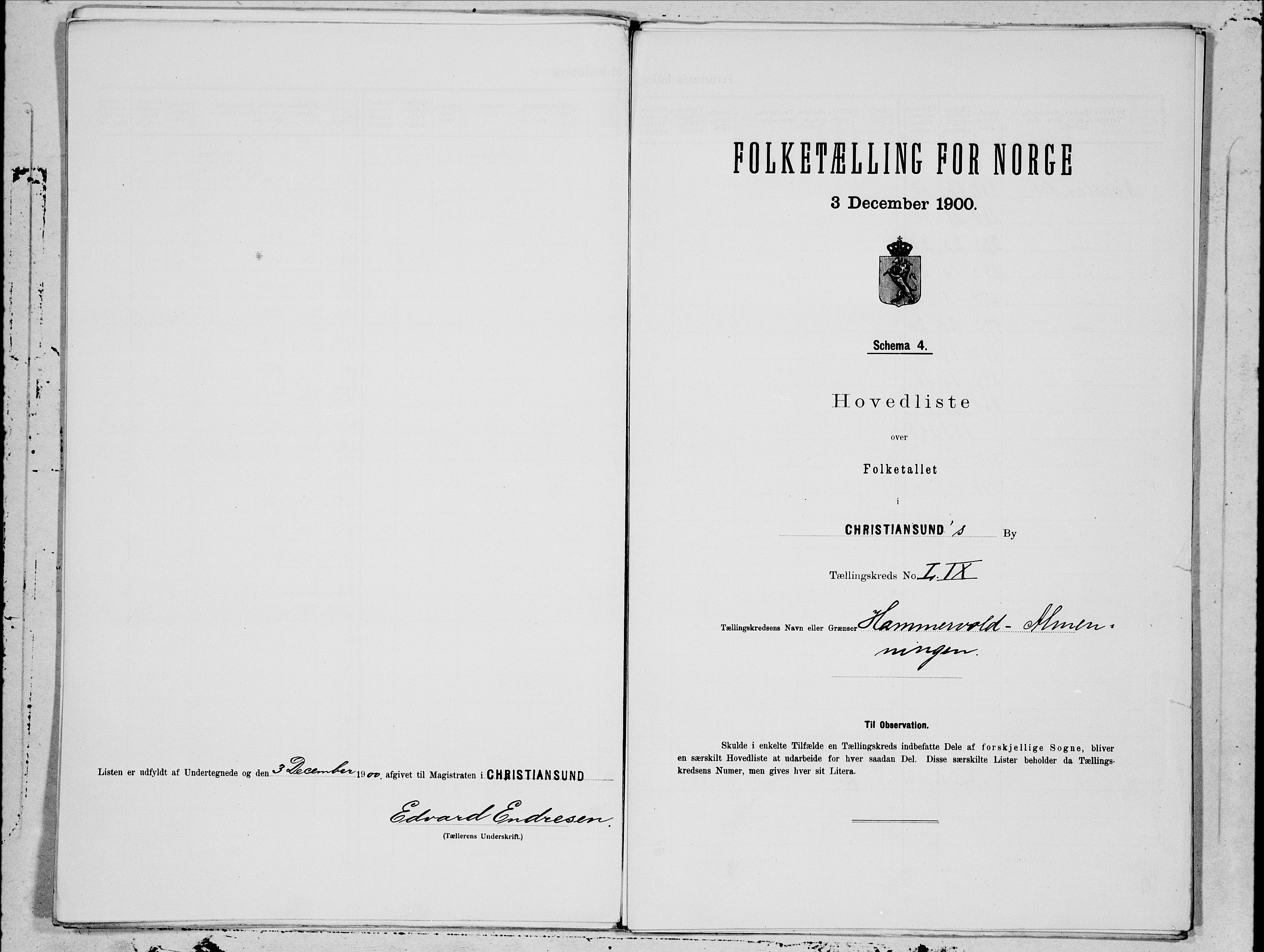 SAT, 1900 census for Kristiansund, 1900, p. 118