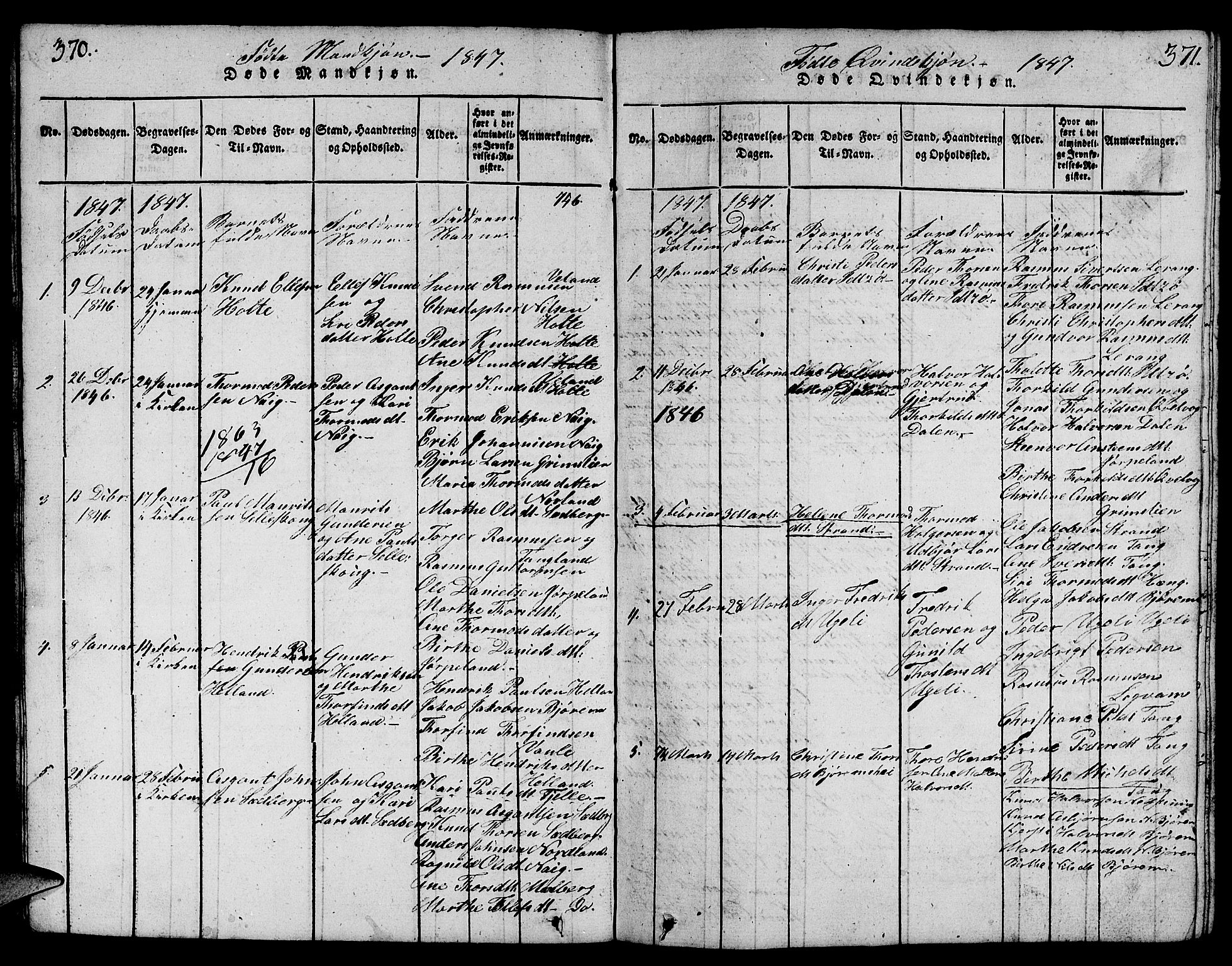 Strand sokneprestkontor, AV/SAST-A-101828/H/Ha/Hab/L0001: Parish register (copy) no. B 1, 1816-1854, p. 370-371