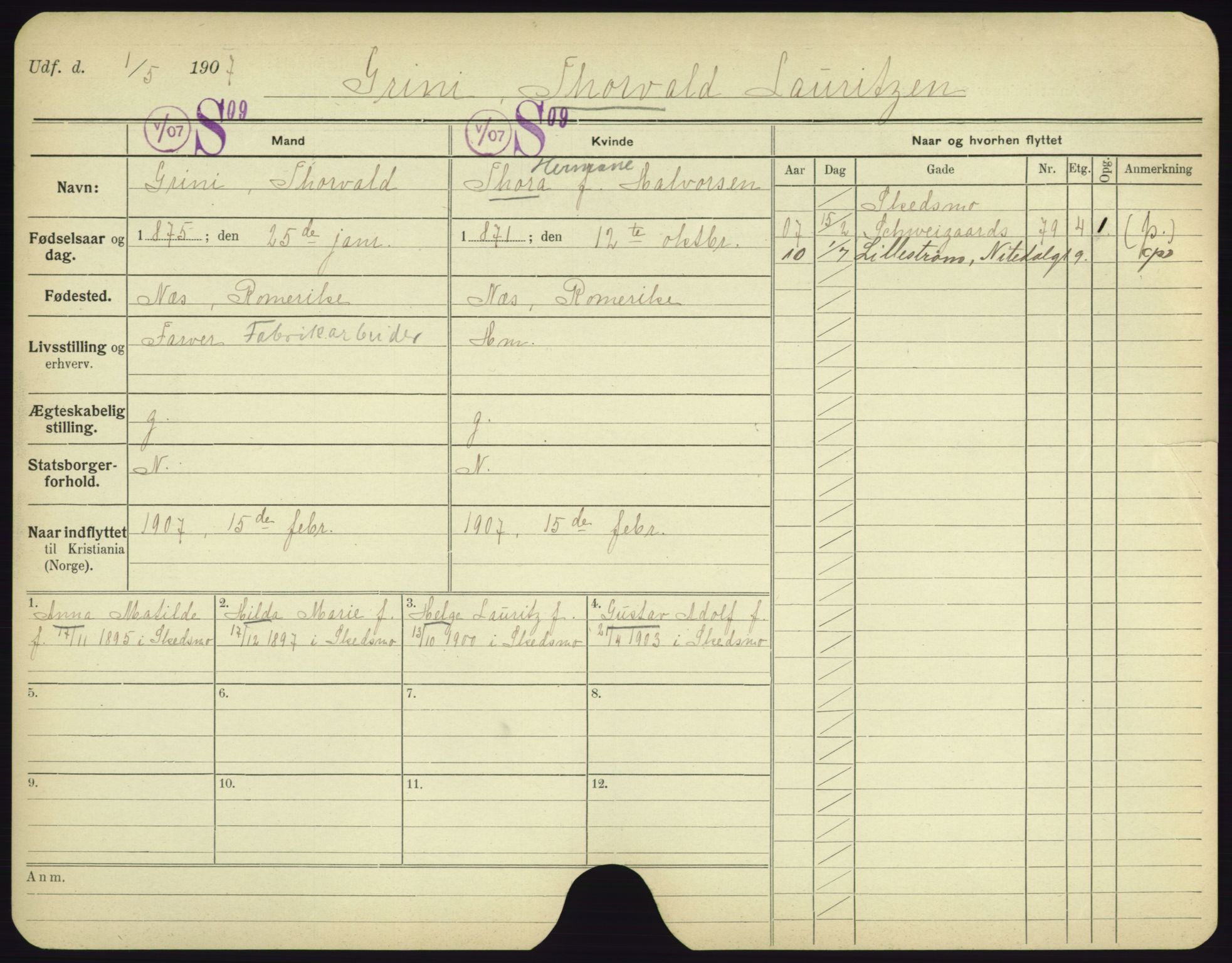 Oslo folkeregister, Registerkort, SAO/A-11715/F/Fa/Fac/L0003: Menn, 1906-1914, p. 624a