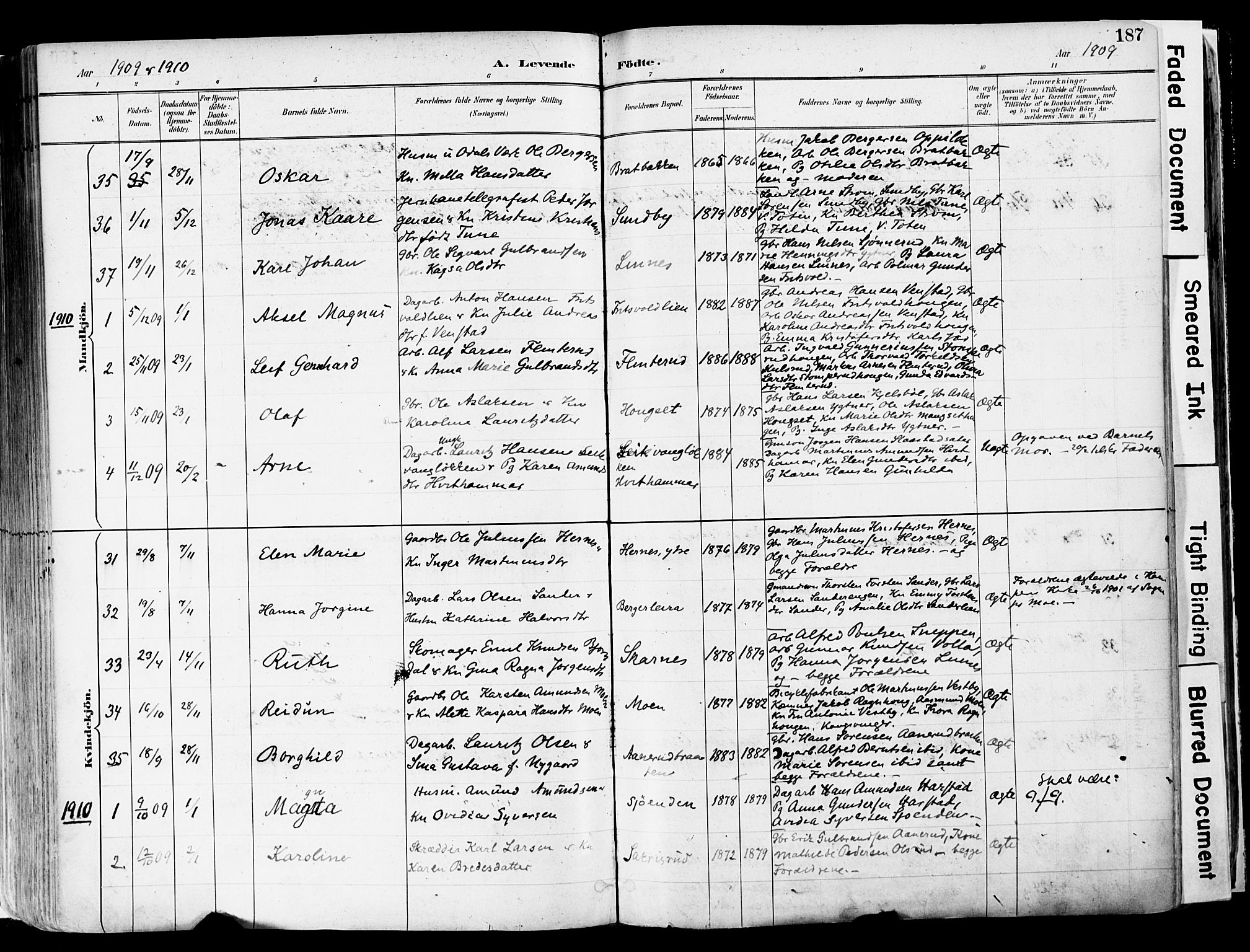 Sør-Odal prestekontor, SAH/PREST-030/H/Ha/Haa/L0006: Parish register (official) no. 6, 1886-1931, p. 187