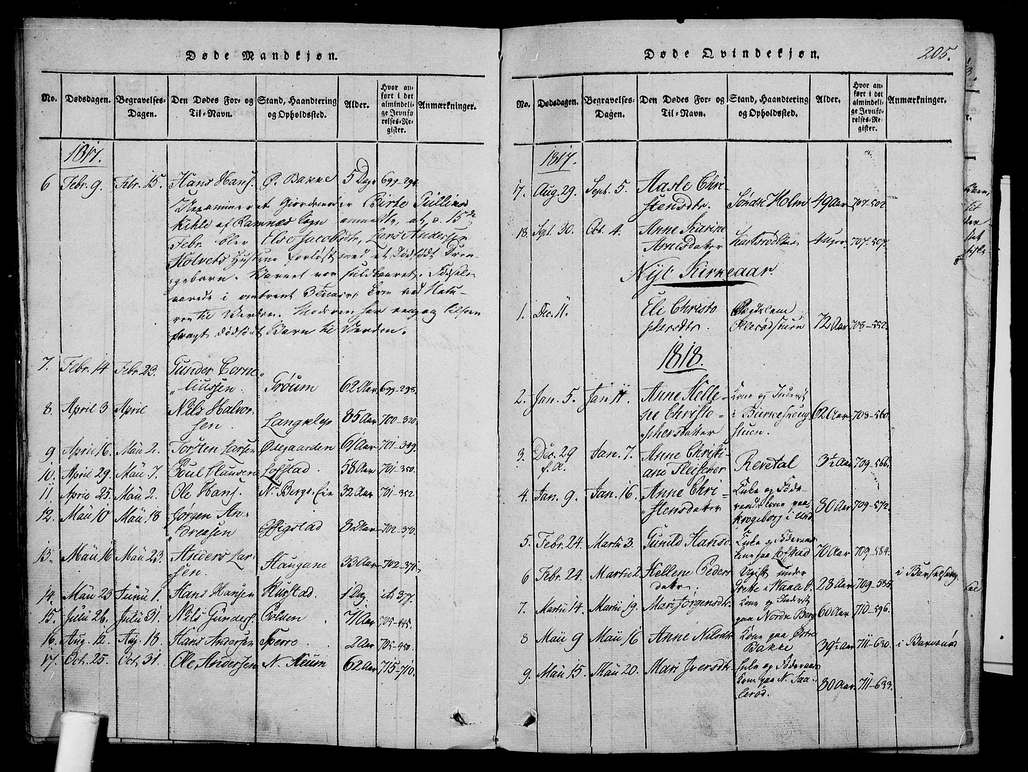 Våle kirkebøker, SAKO/A-334/F/Fa/L0007: Parish register (official) no. I 7, 1814-1824, p. 204-205
