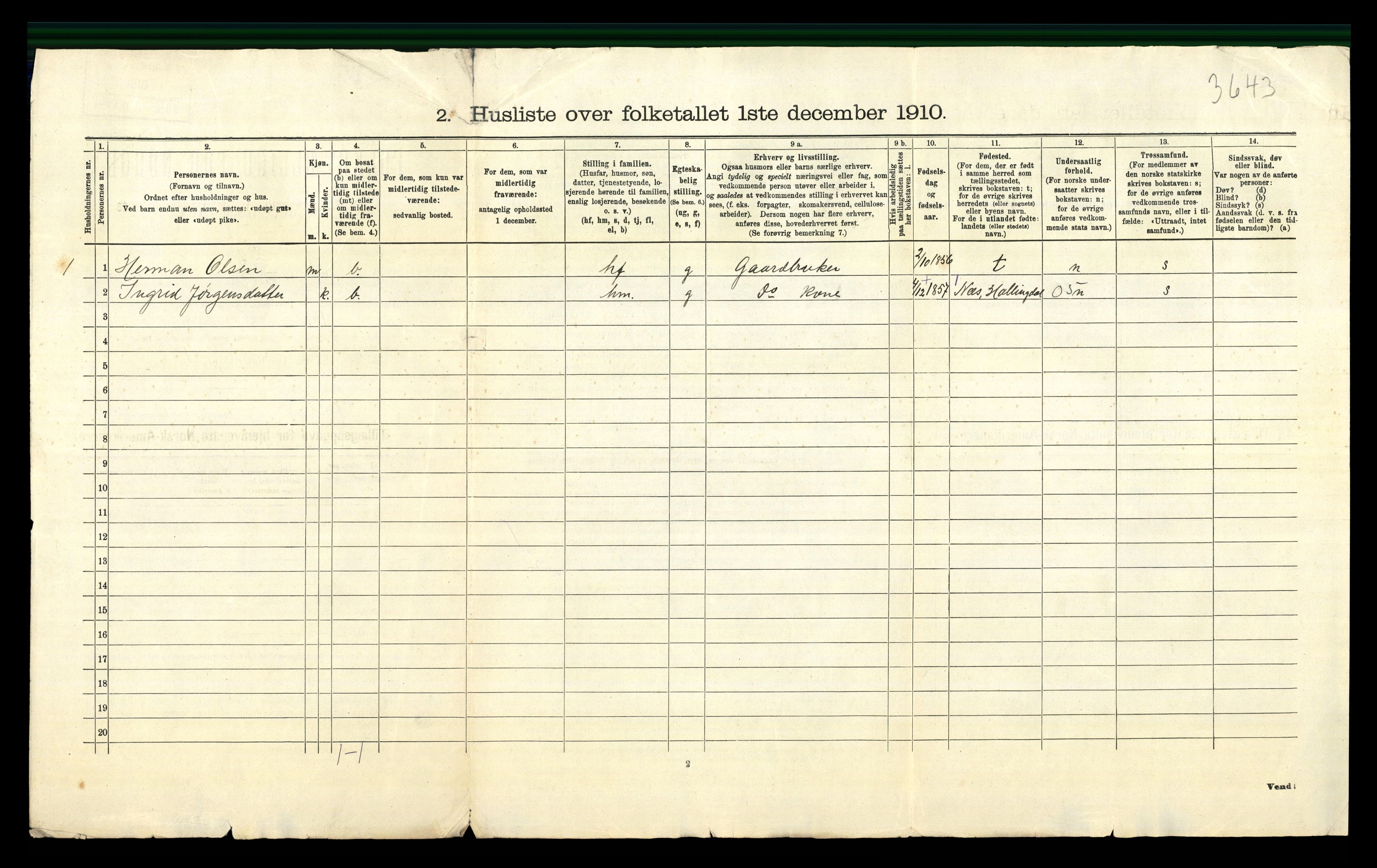 RA, 1910 census for Ål, 1910, p. 50