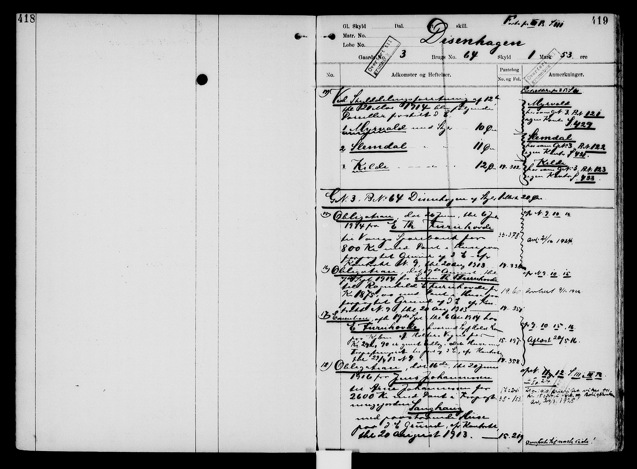 Nord-Hedmark sorenskriveri, SAH/TING-012/H/Ha/Had/Hade/L0004: Mortgage register no. 4.4, 1910-1940, p. 418-419