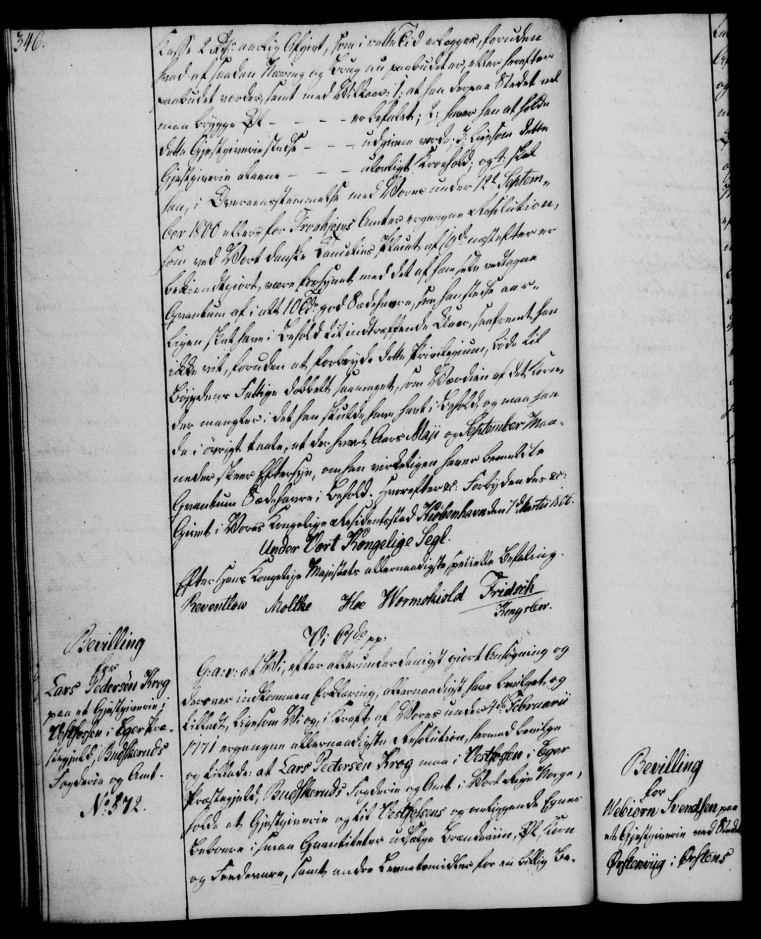 Rentekammeret, Kammerkanselliet, AV/RA-EA-3111/G/Gg/Gga/L0018: Norsk ekspedisjonsprotokoll med register (merket RK 53.18), 1804-1806, p. 346