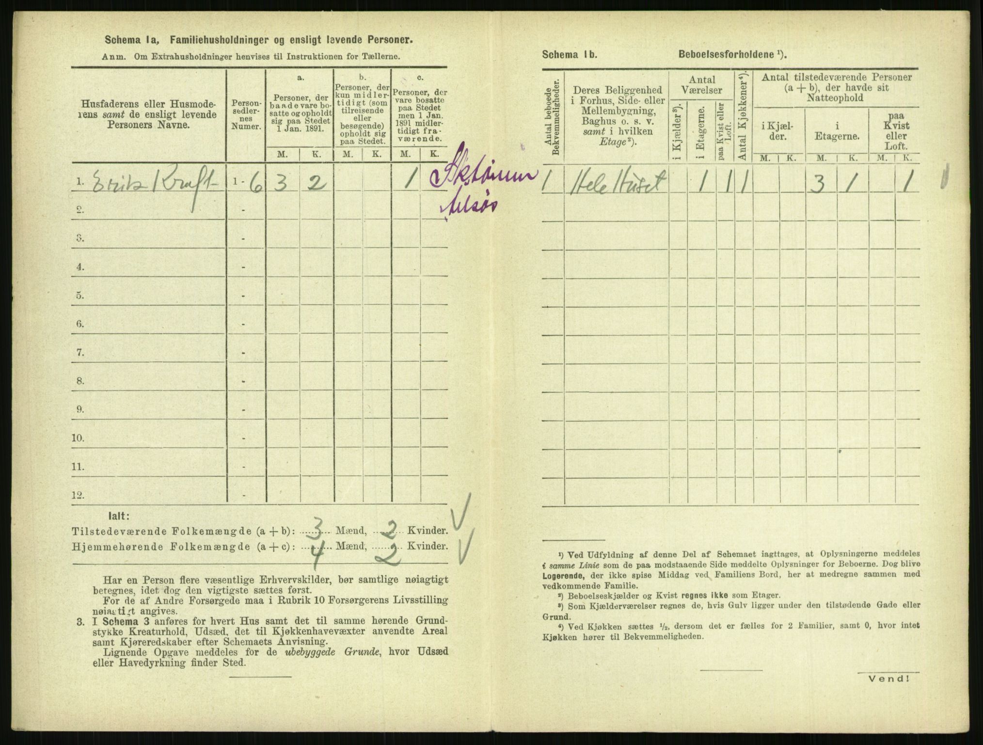 RA, 1891 census for 0801 Kragerø, 1891, p. 1661