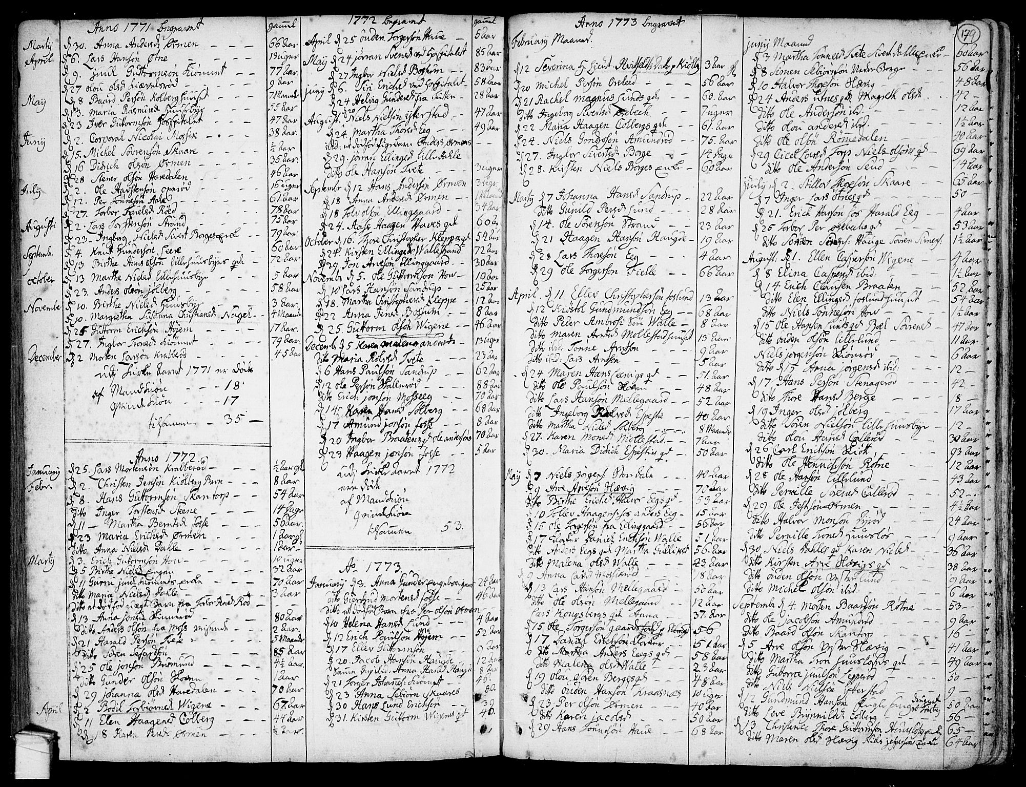 Onsøy prestekontor Kirkebøker, SAO/A-10914/F/Fa/L0001: Parish register (official) no. I 1, 1733-1814, p. 179