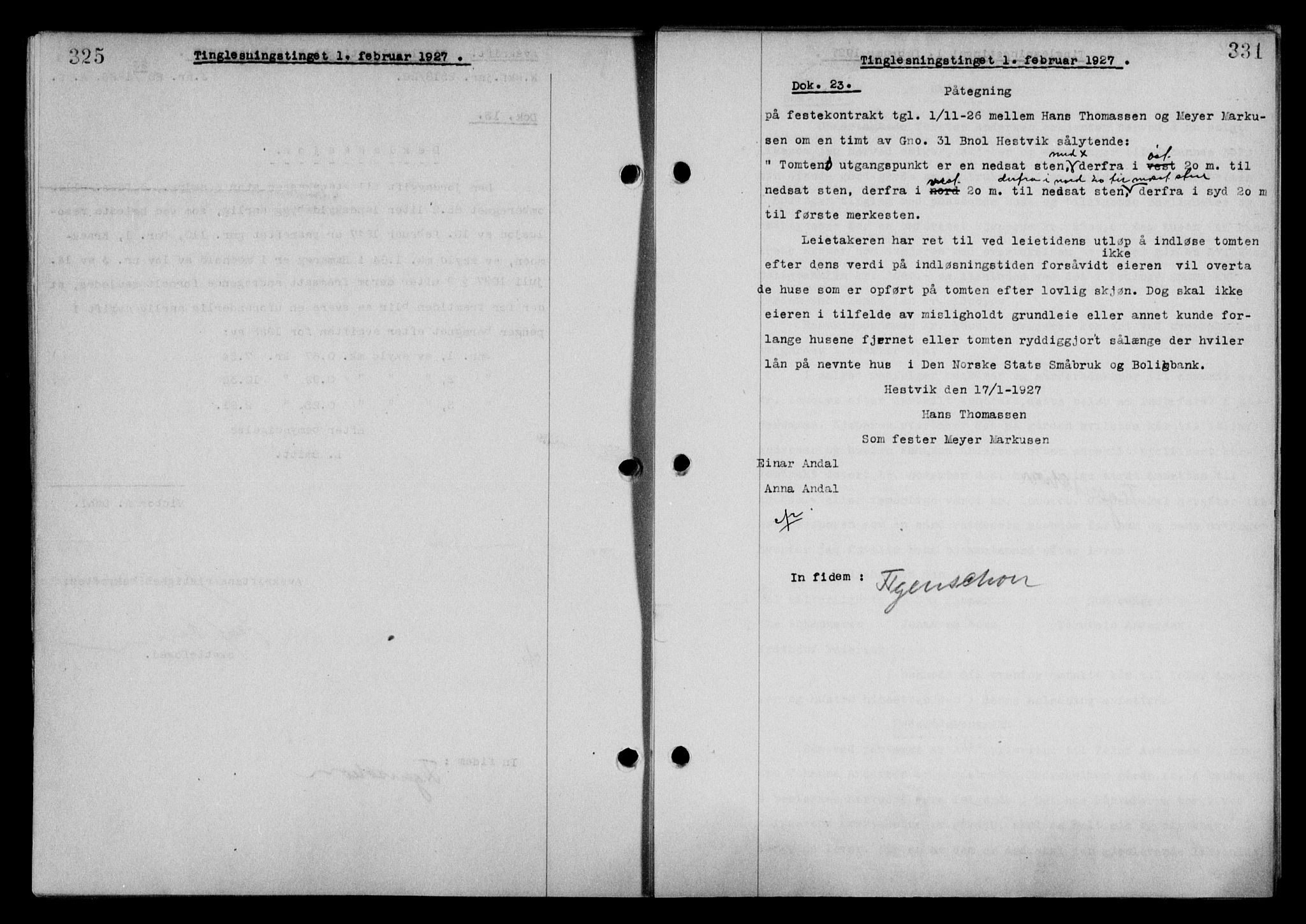 Steigen og Ofoten sorenskriveri, AV/SAT-A-0030/1/2/2C/L0014: Mortgage book no. 13 og 15, 1926-1927, Deed date: 01.02.1927