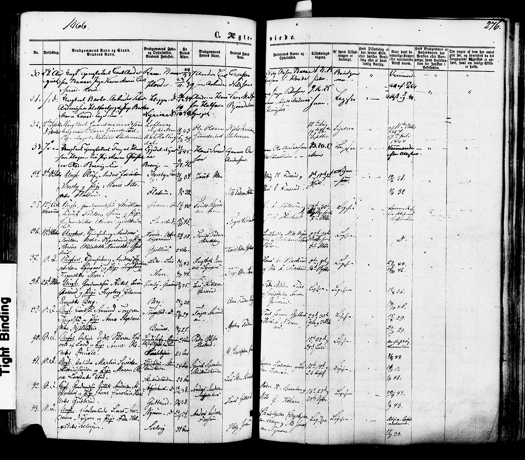 Modum kirkebøker, SAKO/A-234/F/Fa/L0010: Parish register (official) no. 10, 1865-1876, p. 276