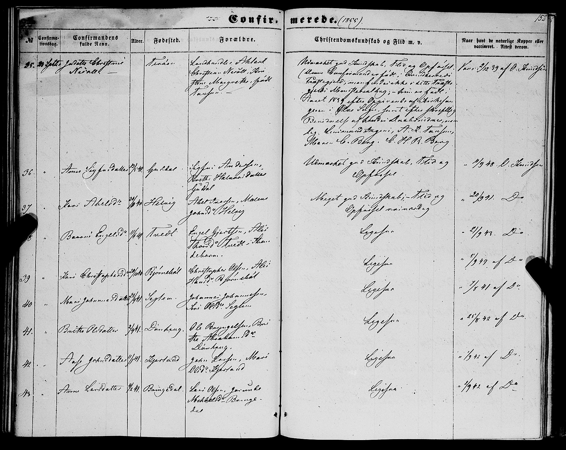 Kvinnherad sokneprestembete, AV/SAB-A-76401/H/Haa: Parish register (official) no. A 8, 1854-1872, p. 152