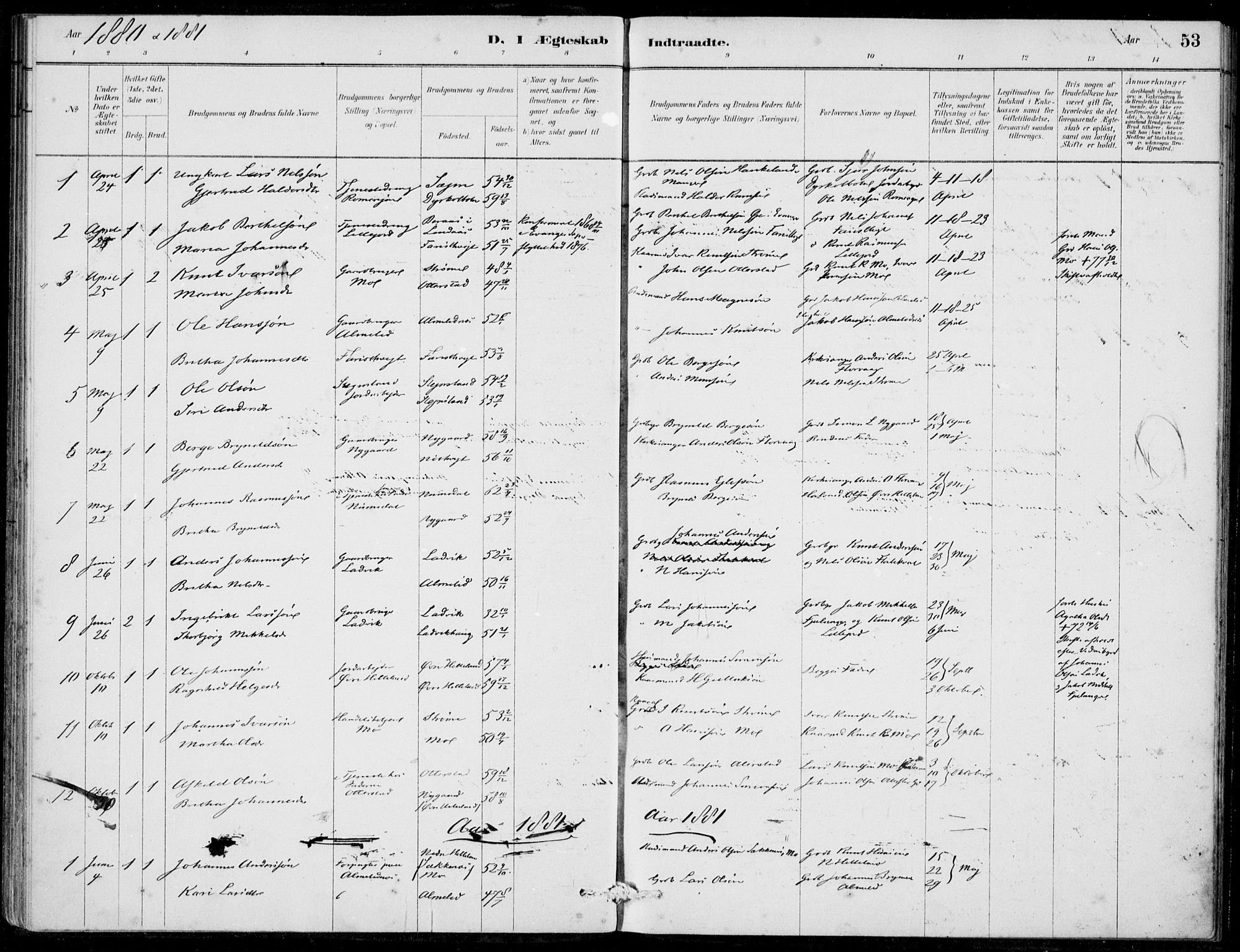 Hosanger sokneprestembete, SAB/A-75801/H/Haa: Parish register (official) no. C  1, 1880-1900, p. 53