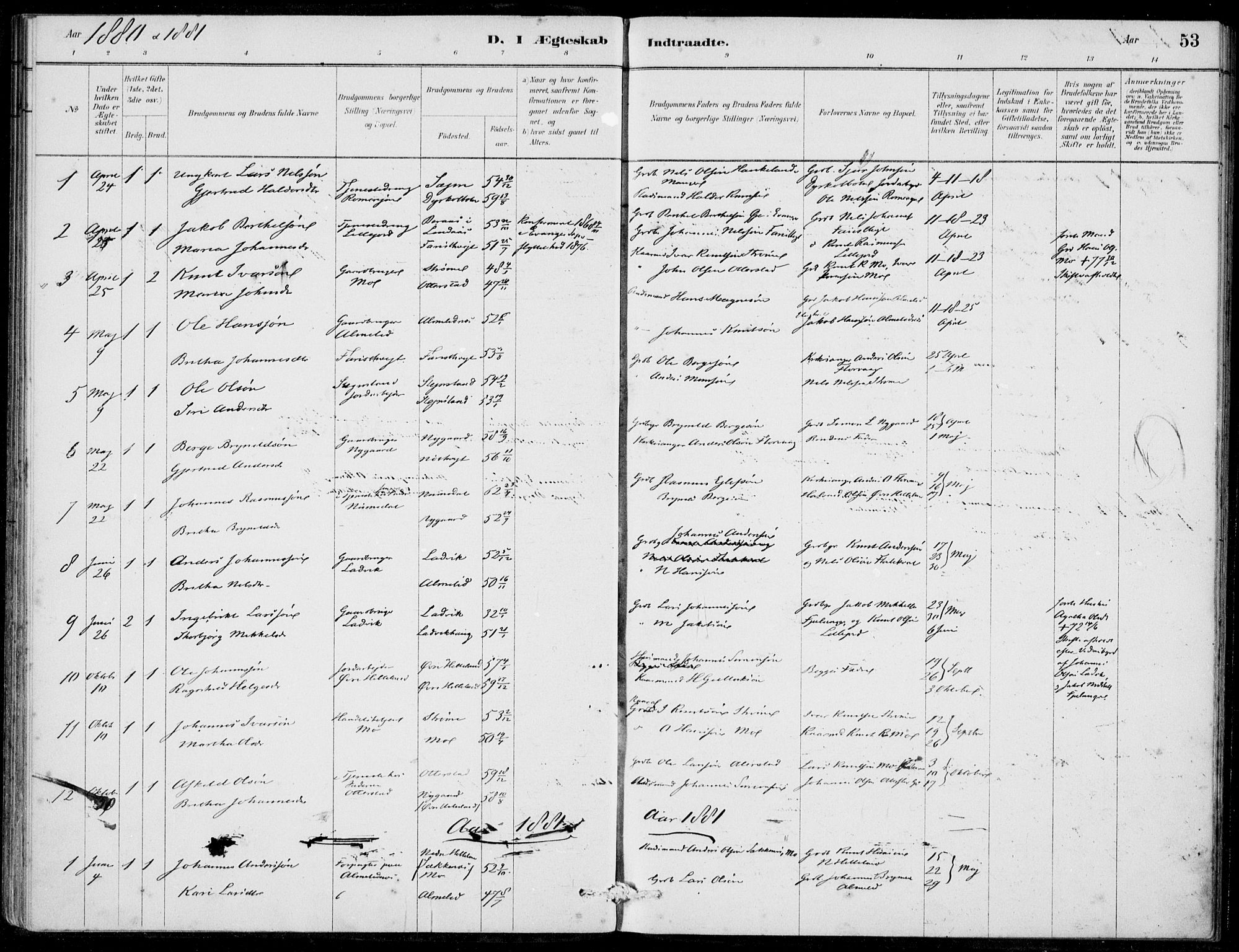 Hosanger sokneprestembete, AV/SAB-A-75801/H/Haa: Parish register (official) no. C  1, 1880-1900, p. 53